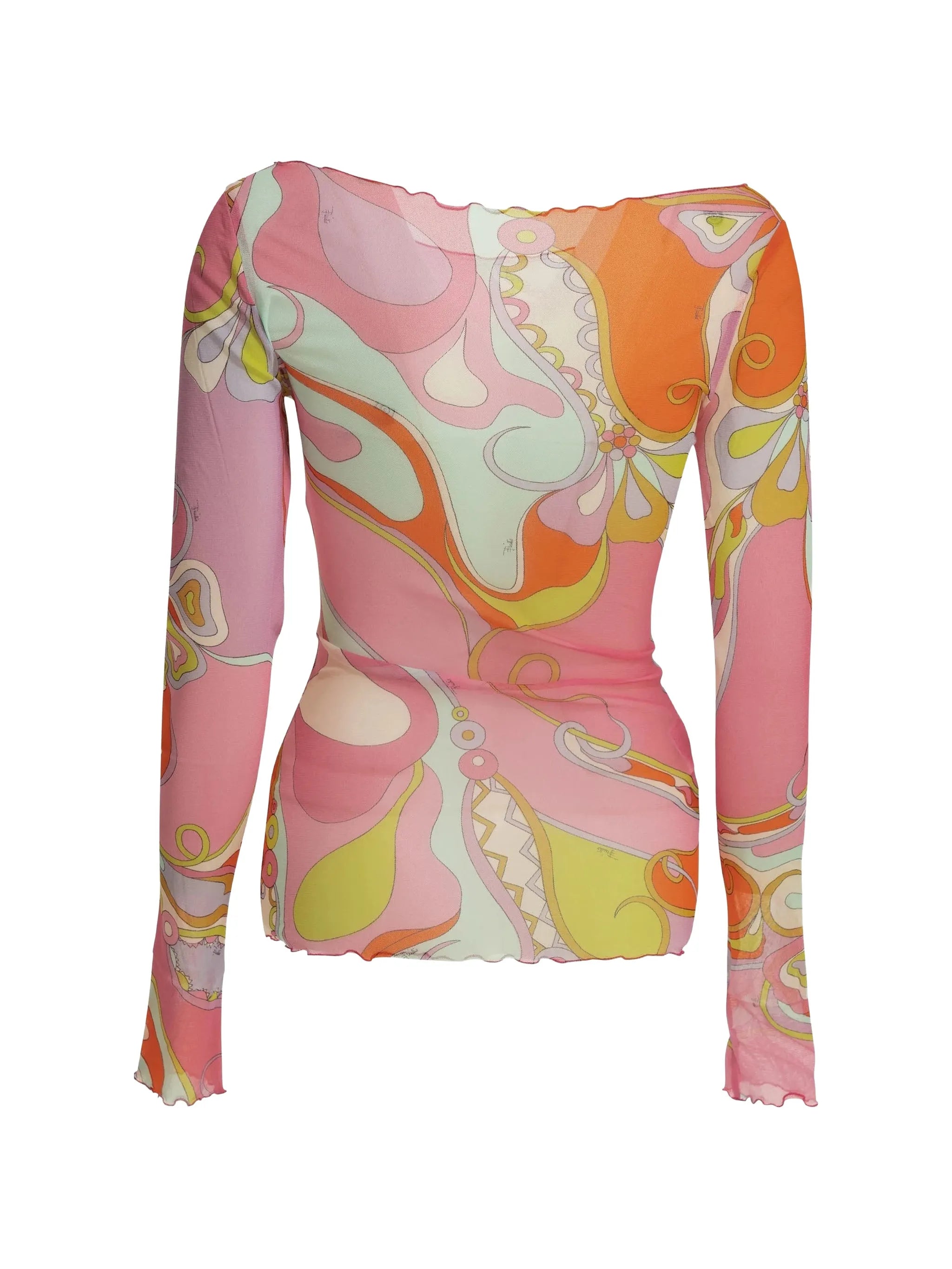 Iride-print mesh long-sleeve top