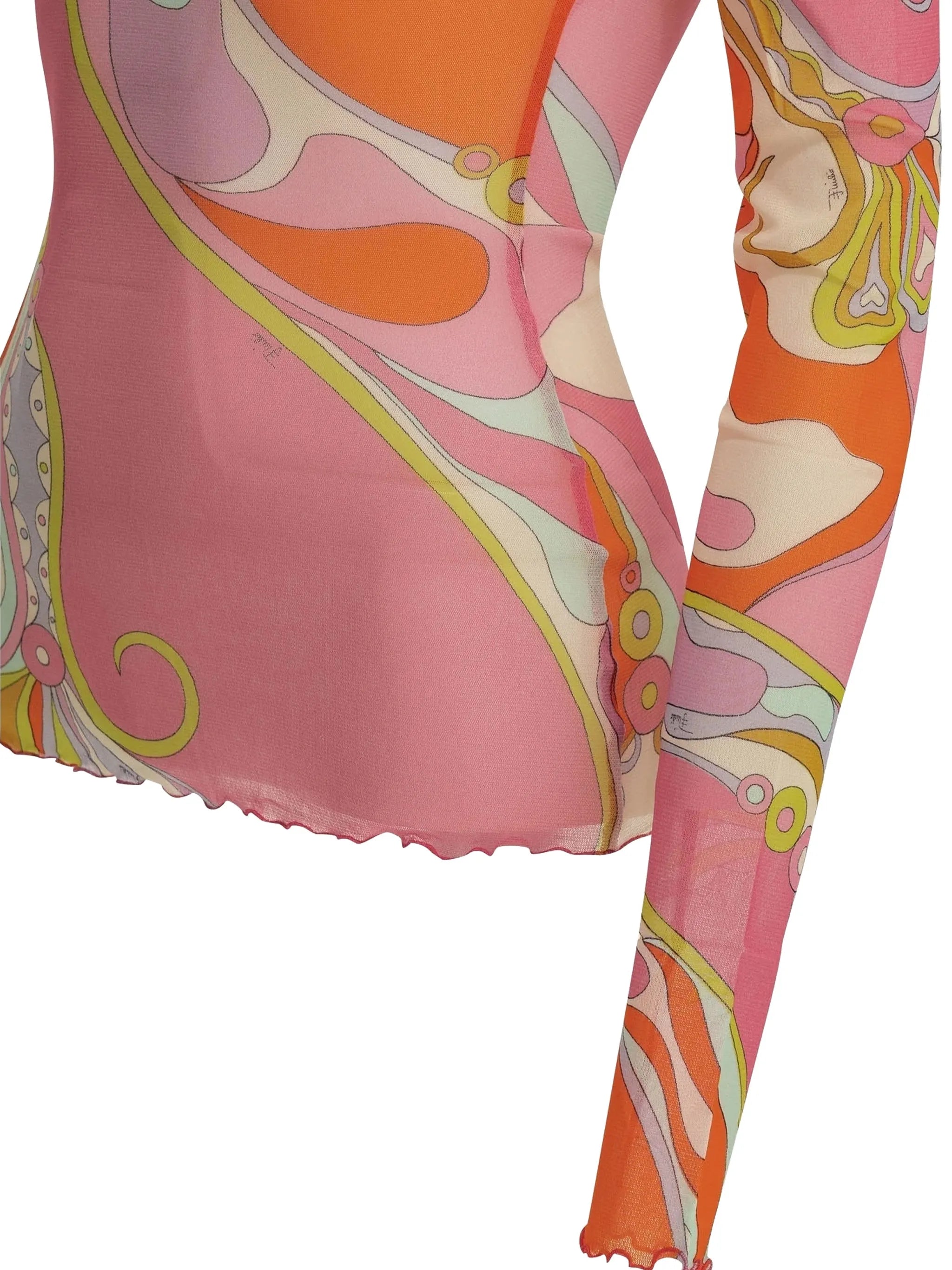 Iride-print mesh long-sleeve top
