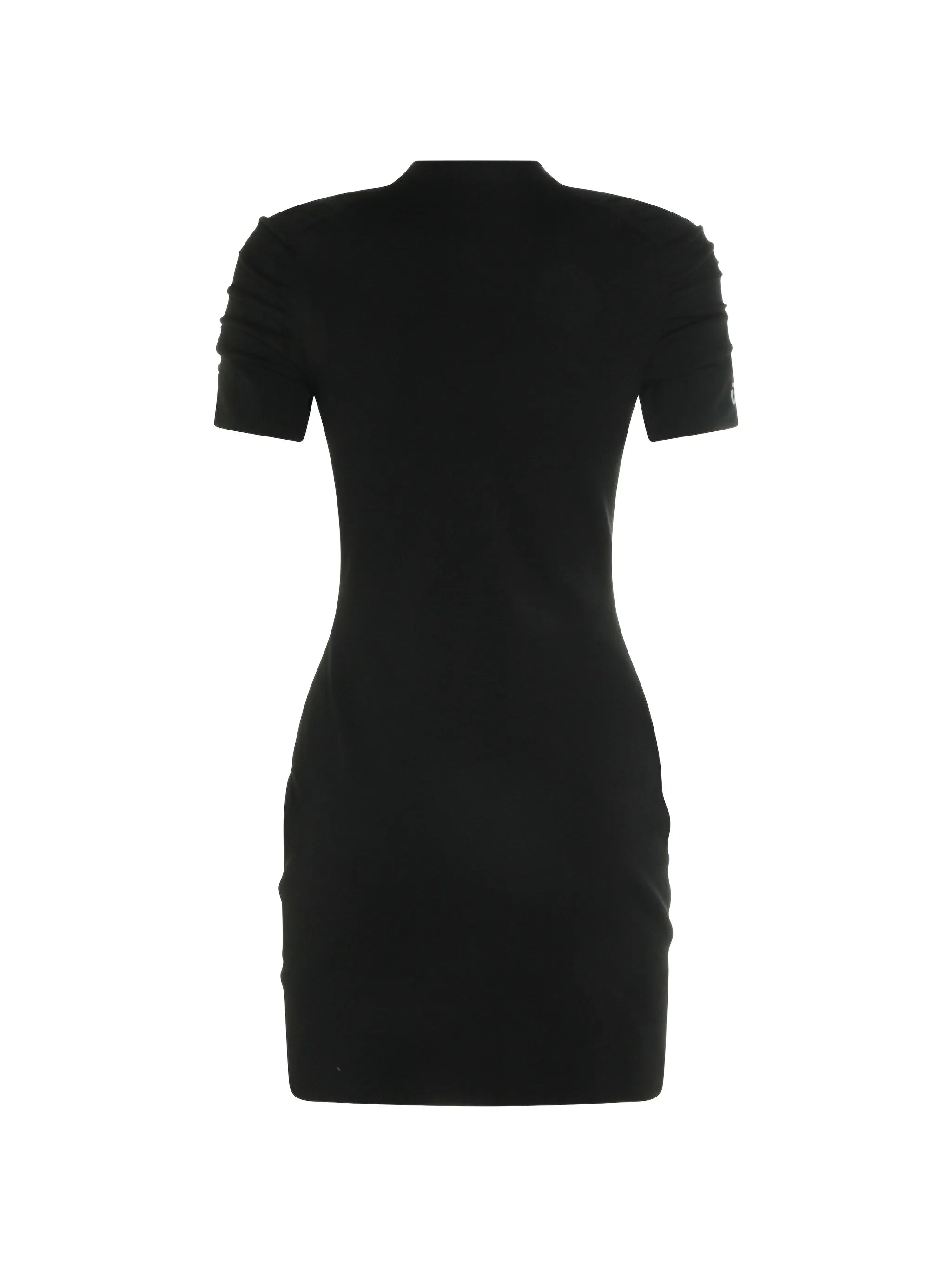 logo-print ruched-sleeve dress