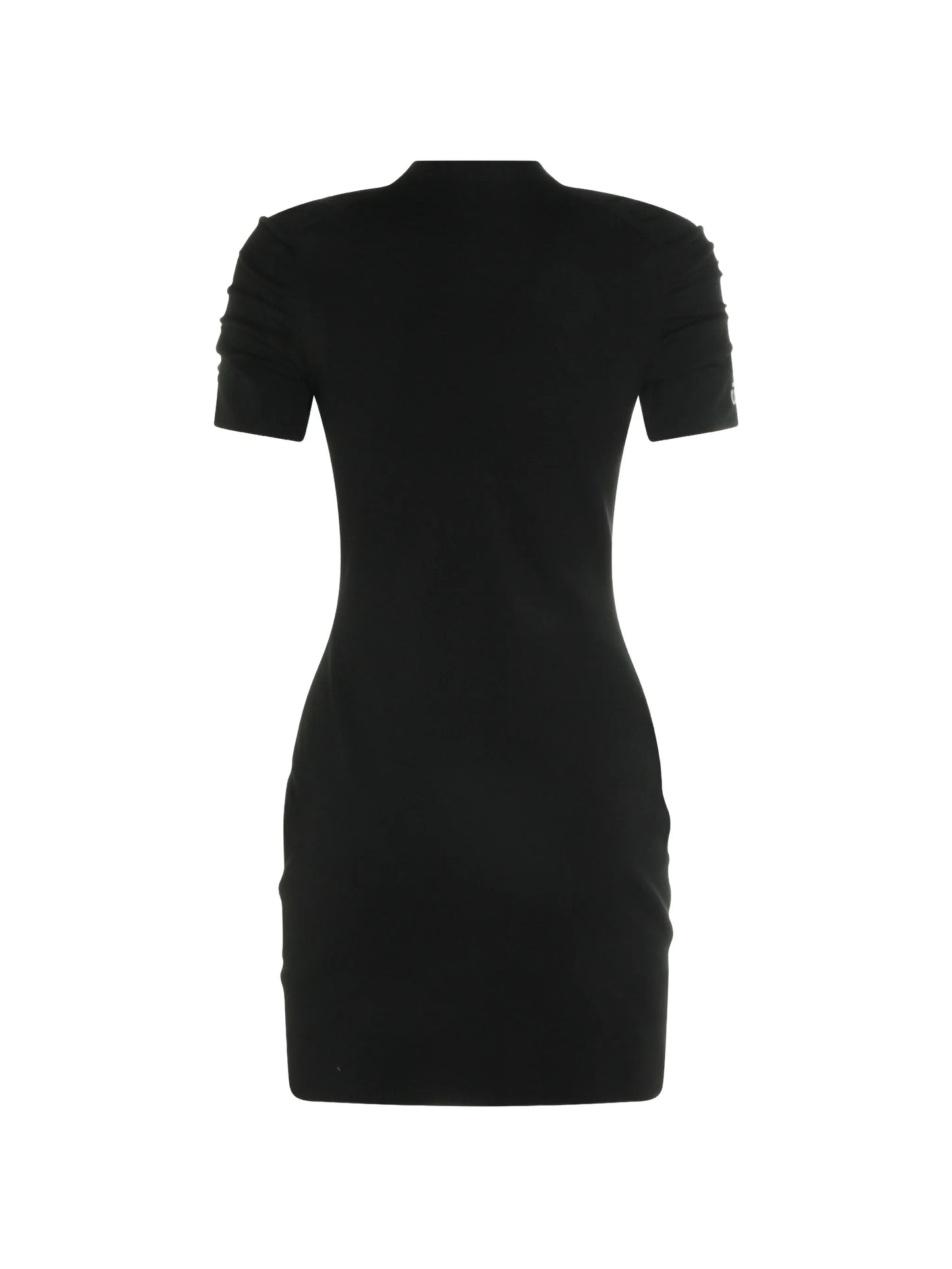 logo-print ruched-sleeve dress