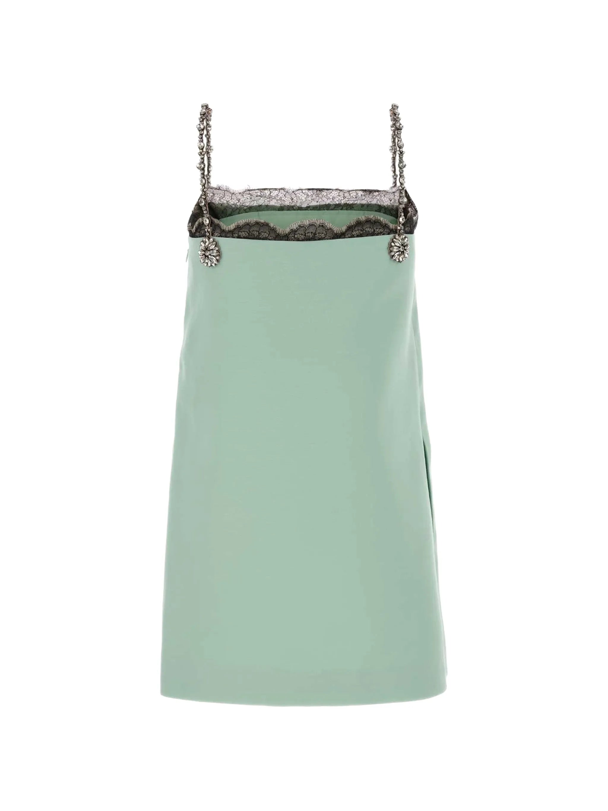 lace-trim crystal-embellished mini dress