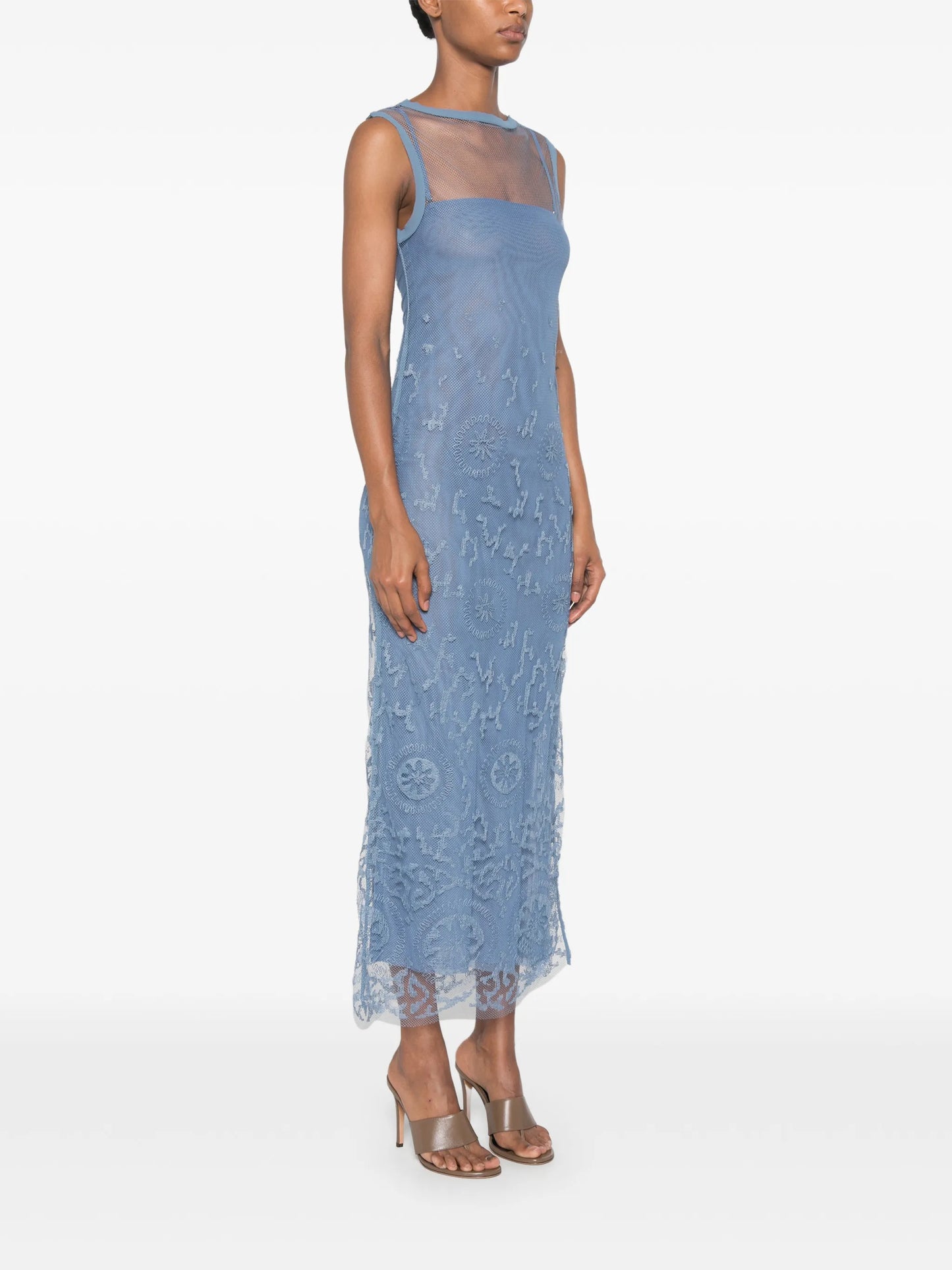 Lefi lace-overlay sleeveless maxi dress