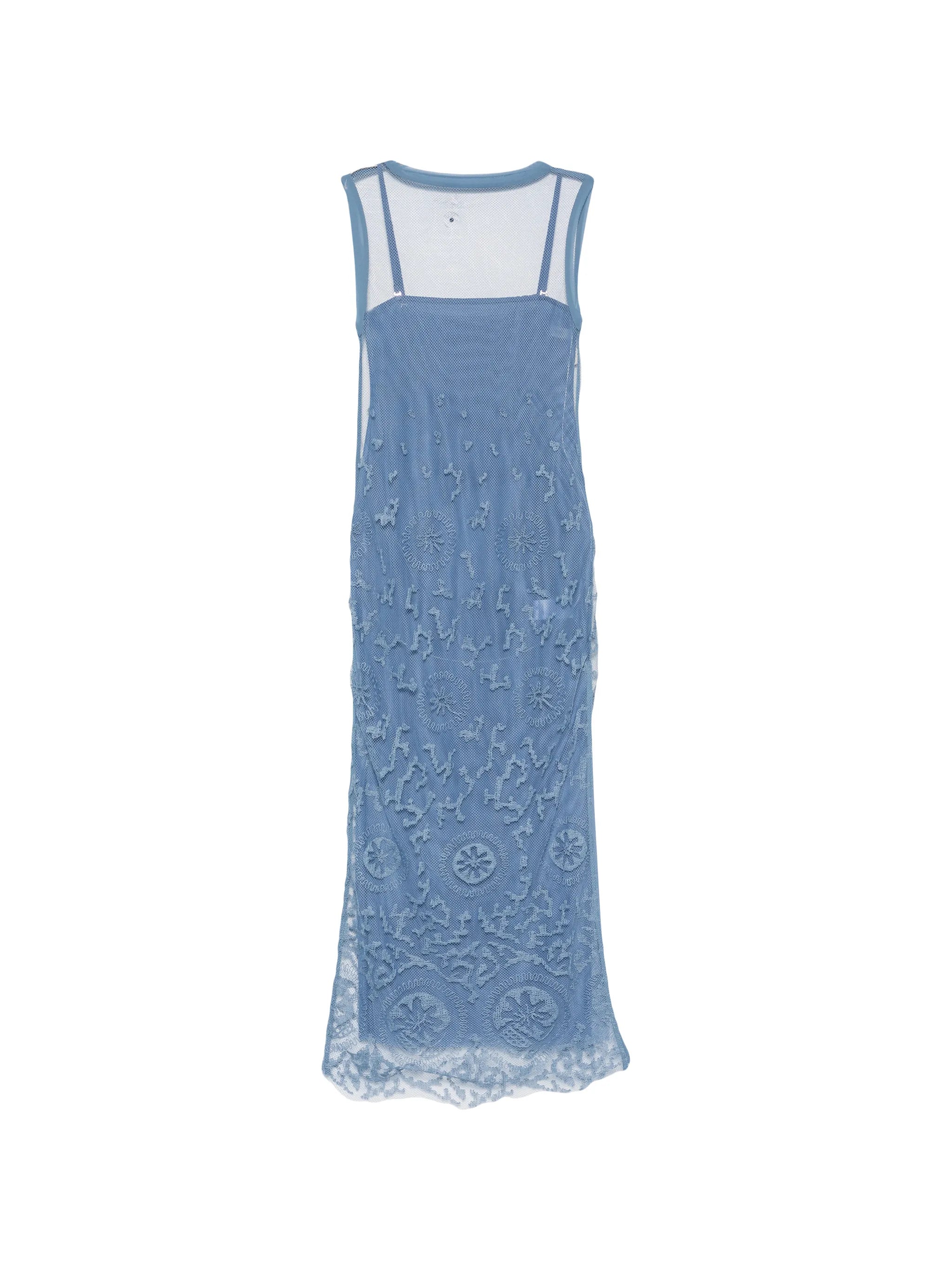 Lefi lace-overlay sleeveless maxi dress