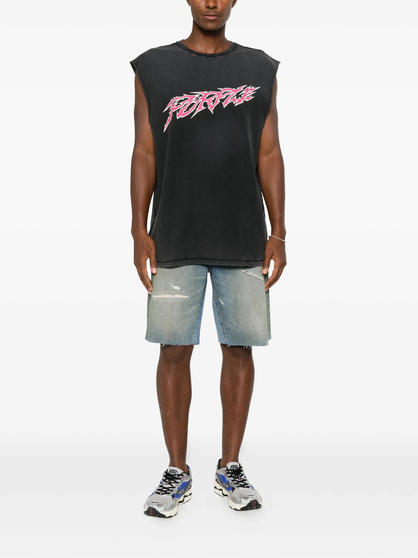 graphic-print distressed T-shirt