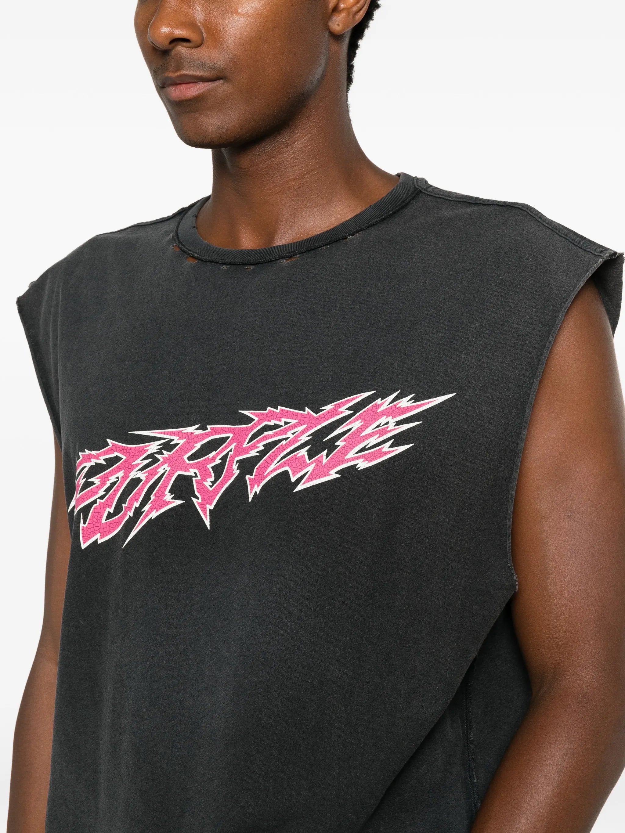 graphic-print distressed T-shirt