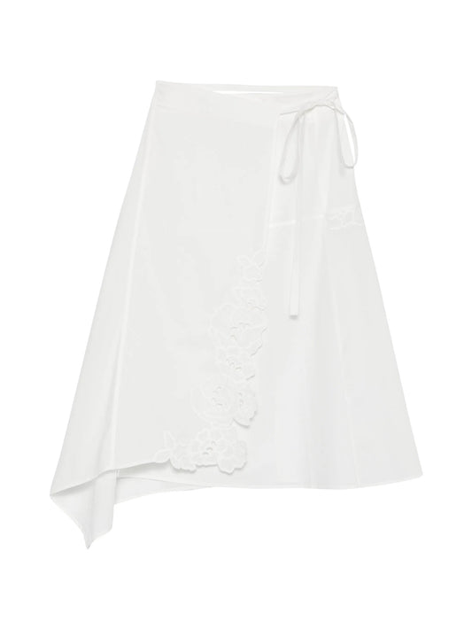 lace-embellished midi skirt