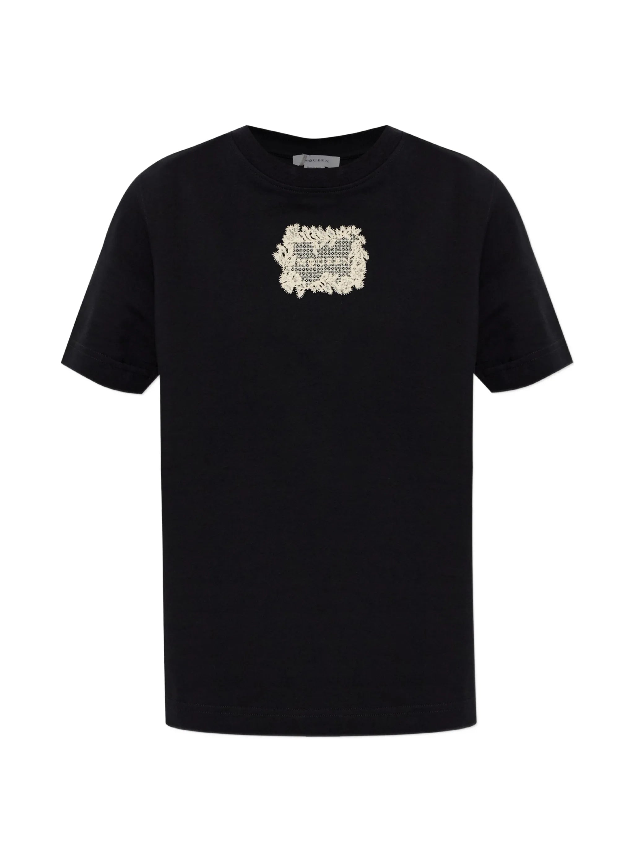 lace-appliqué T-shirt
