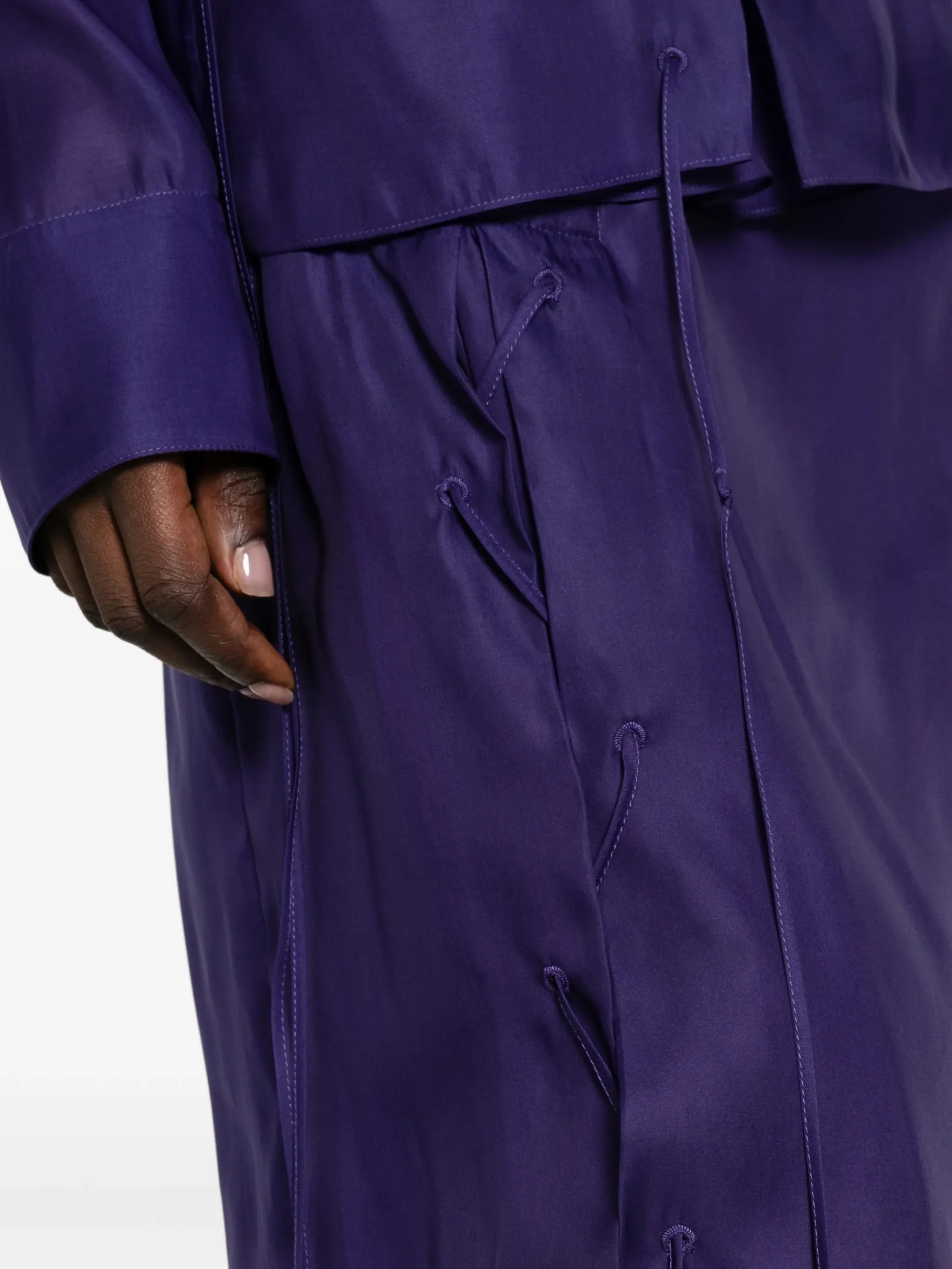lace-up sheer midi straight skirt