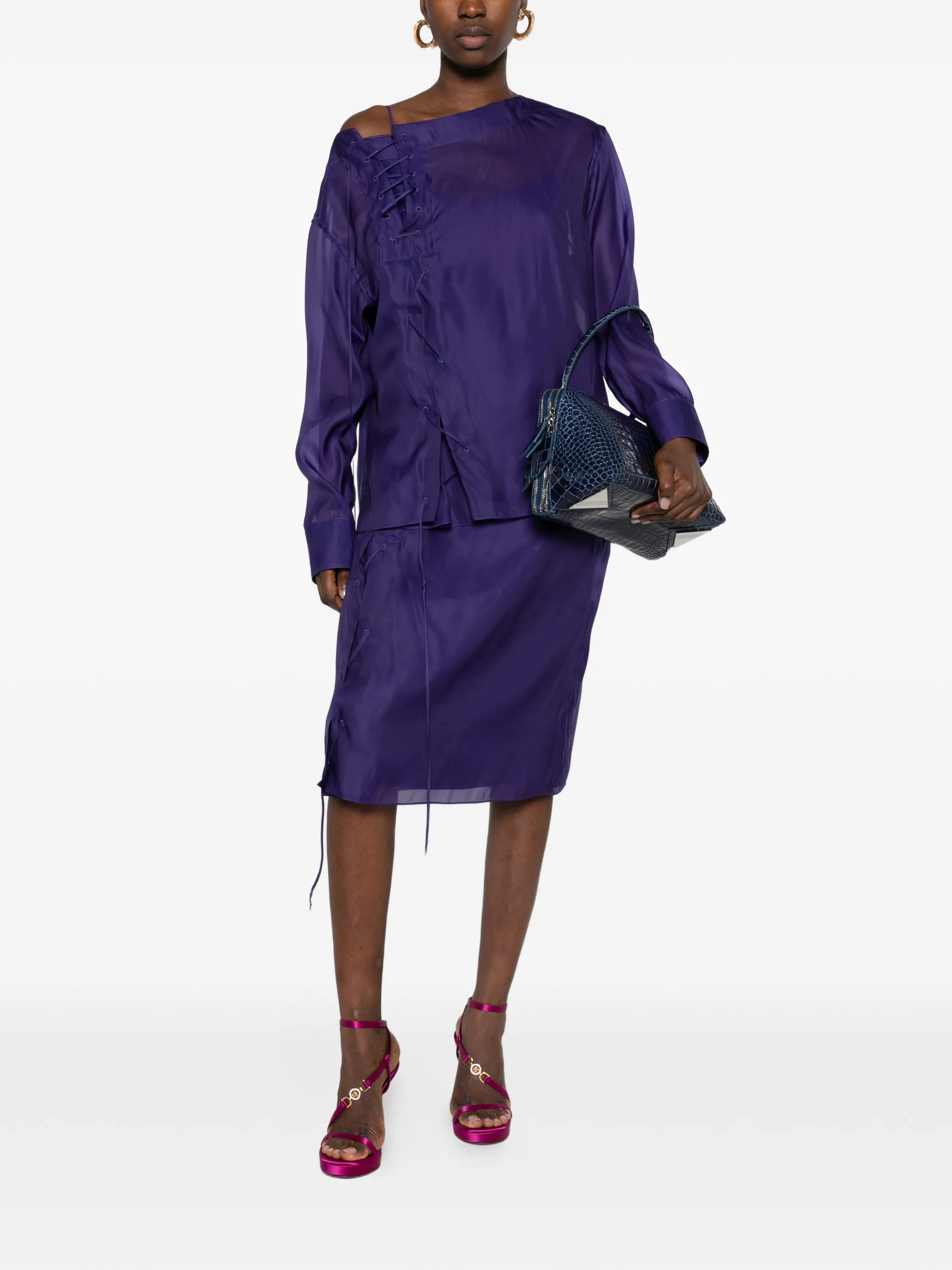organza blouse with string tie detail