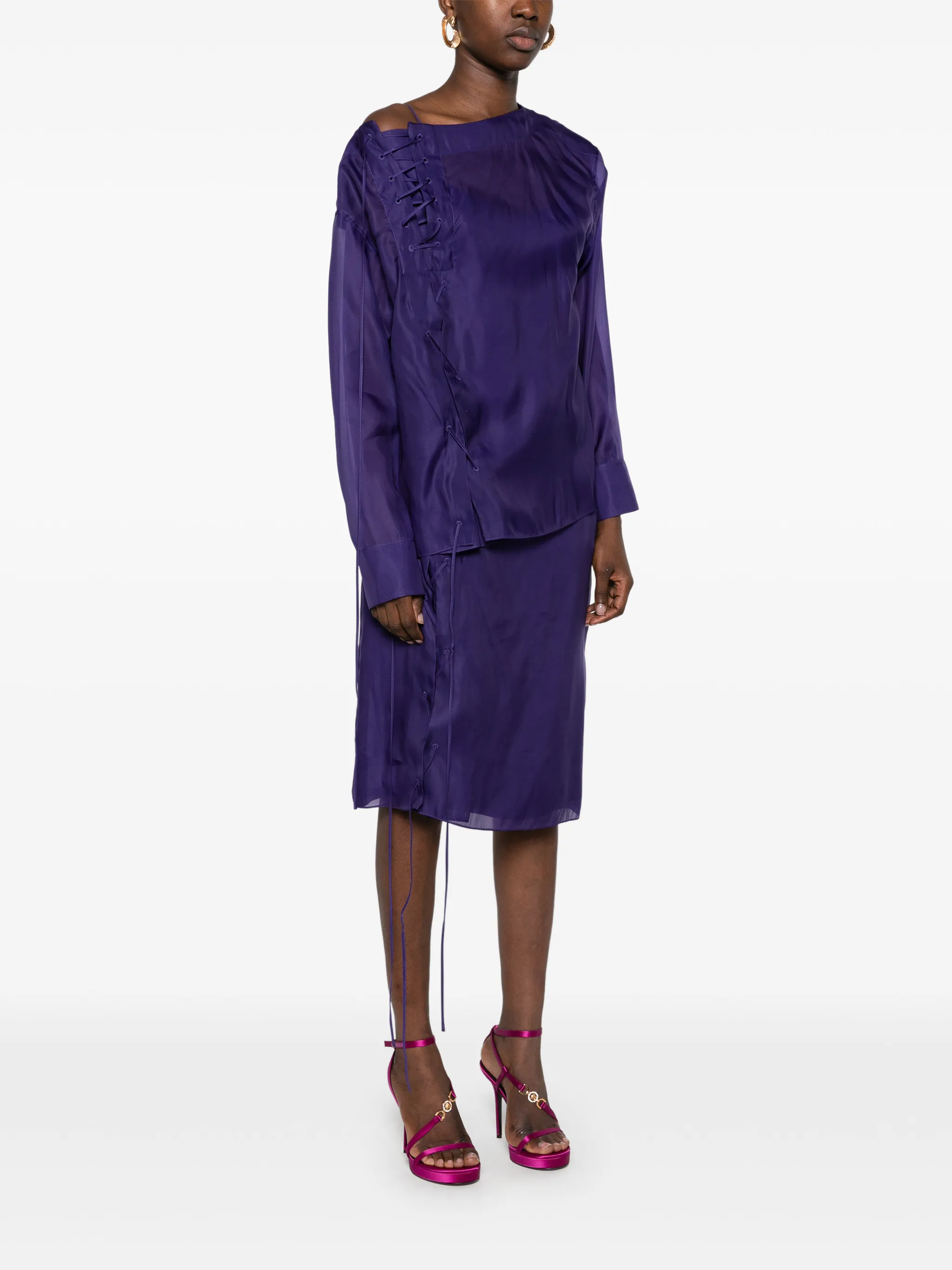 organza blouse with string tie detail