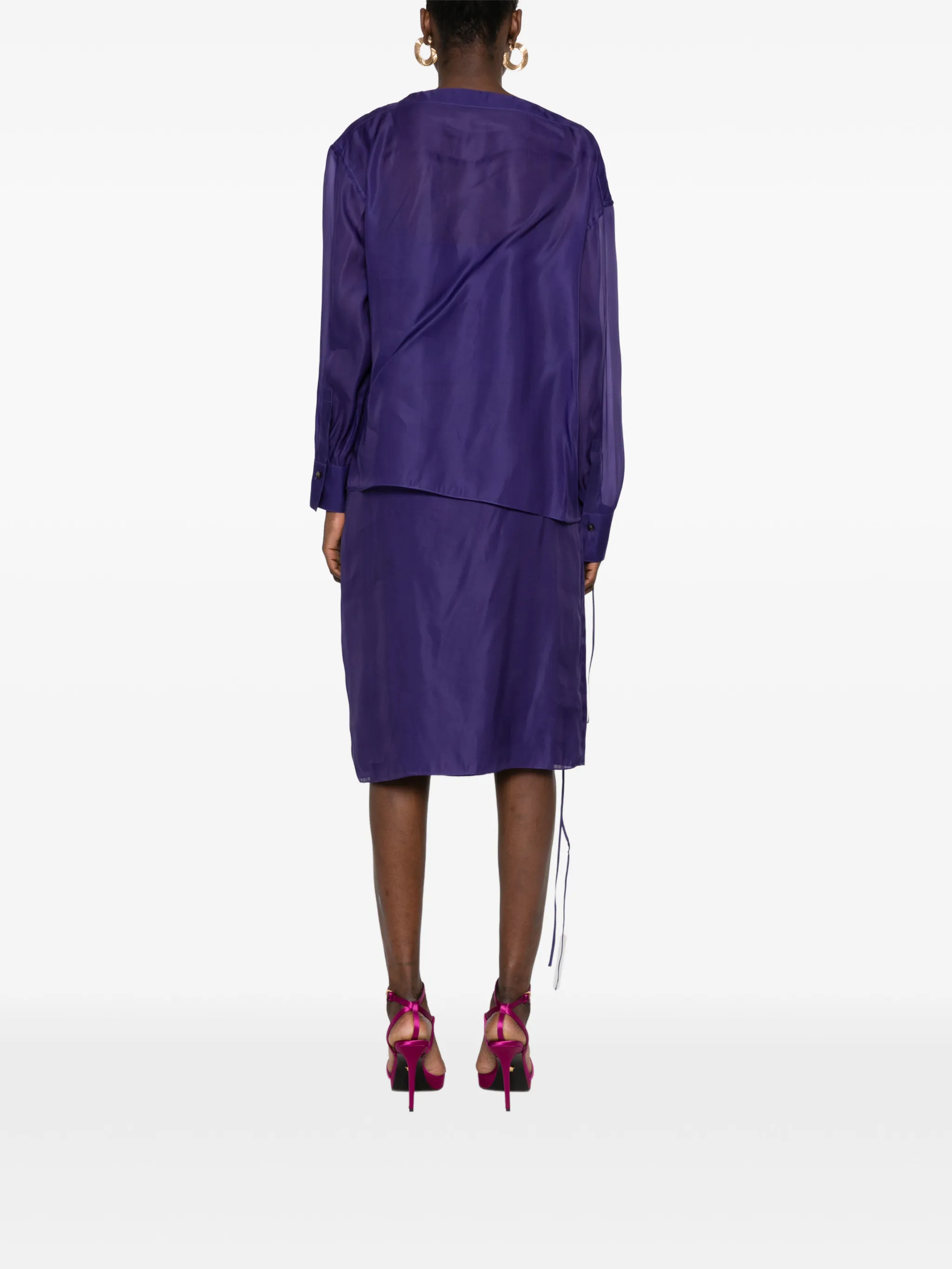 organza blouse with string tie detail