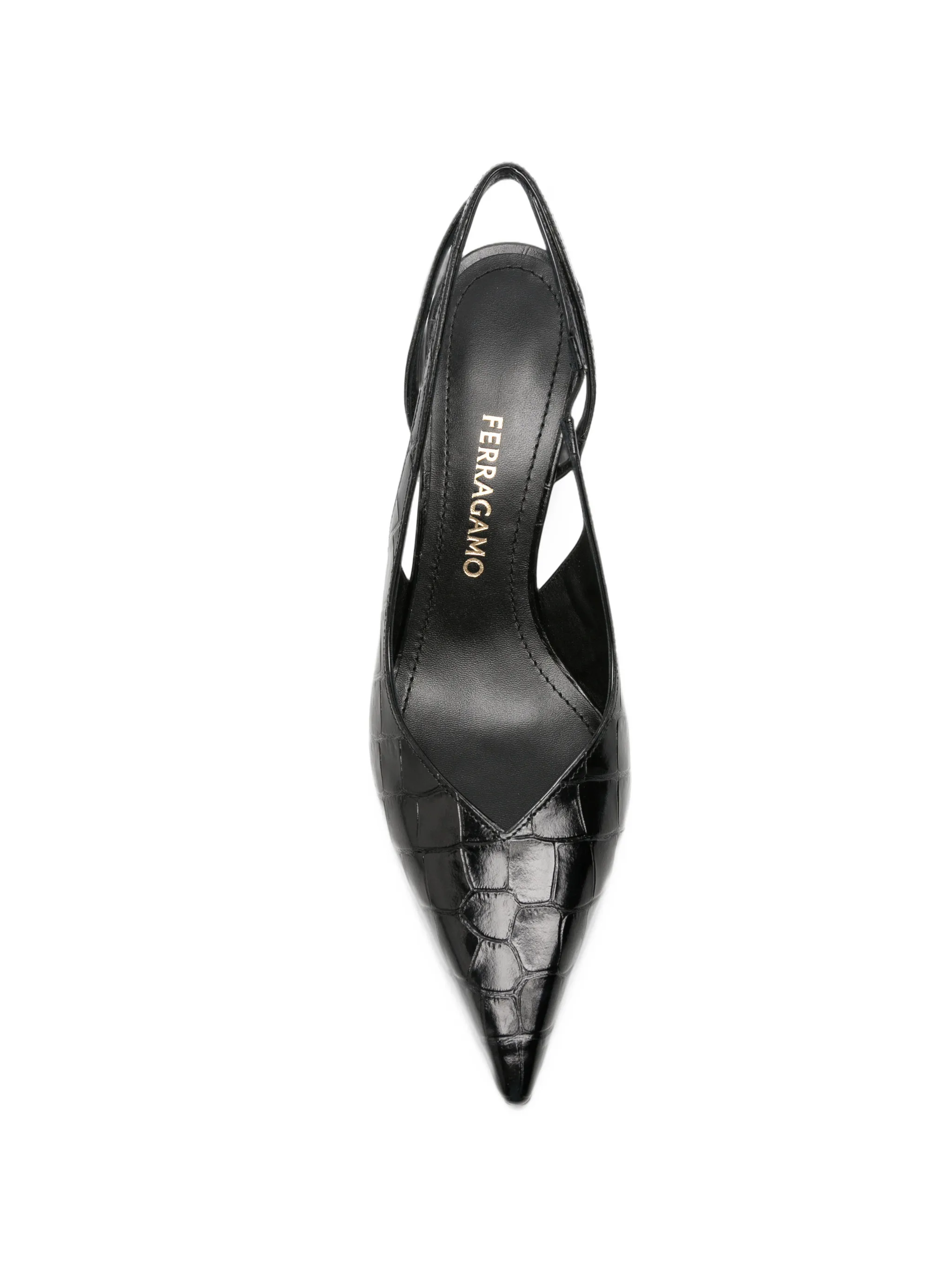 Dafne croc-effect slingback pumps