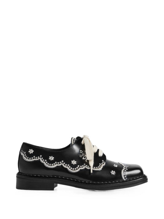 floral-lace Derby shoes