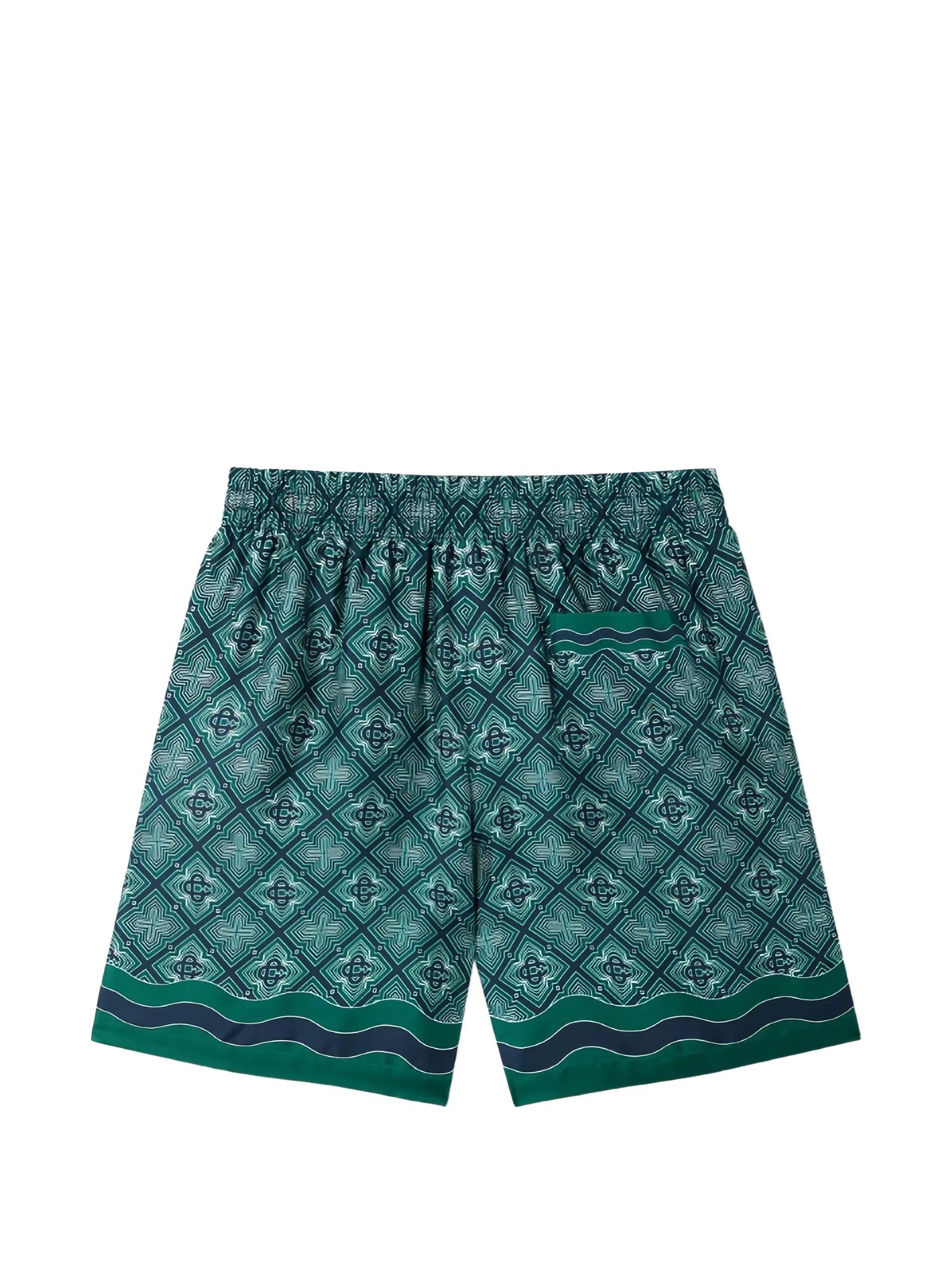 Radiating monogram-pattern shorts