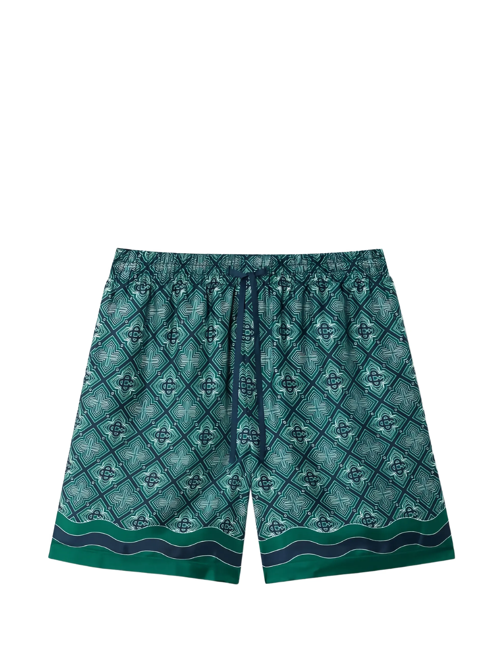 Radiating monogram-pattern shorts