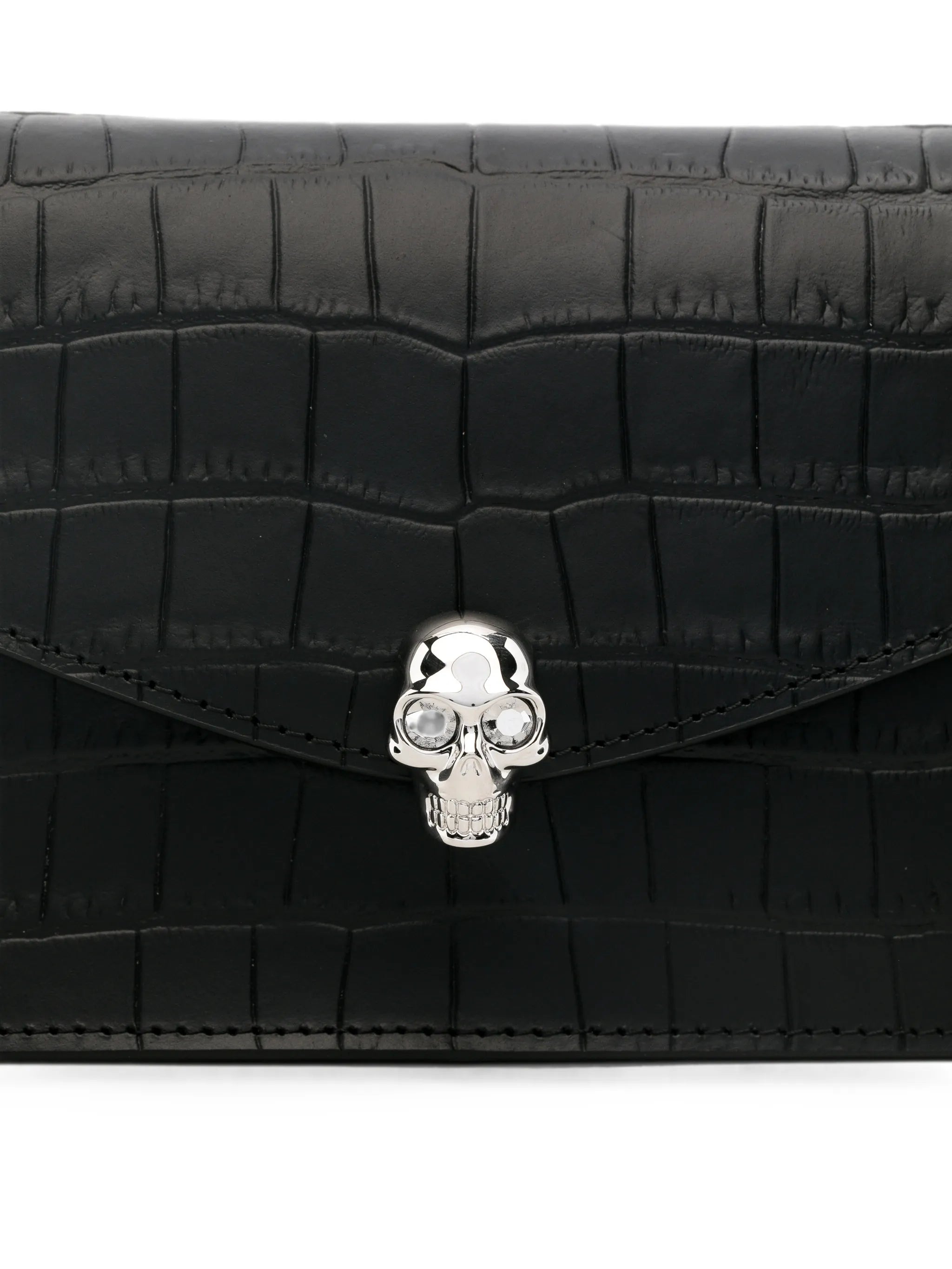 Skull crocodile-effect shoulder bag