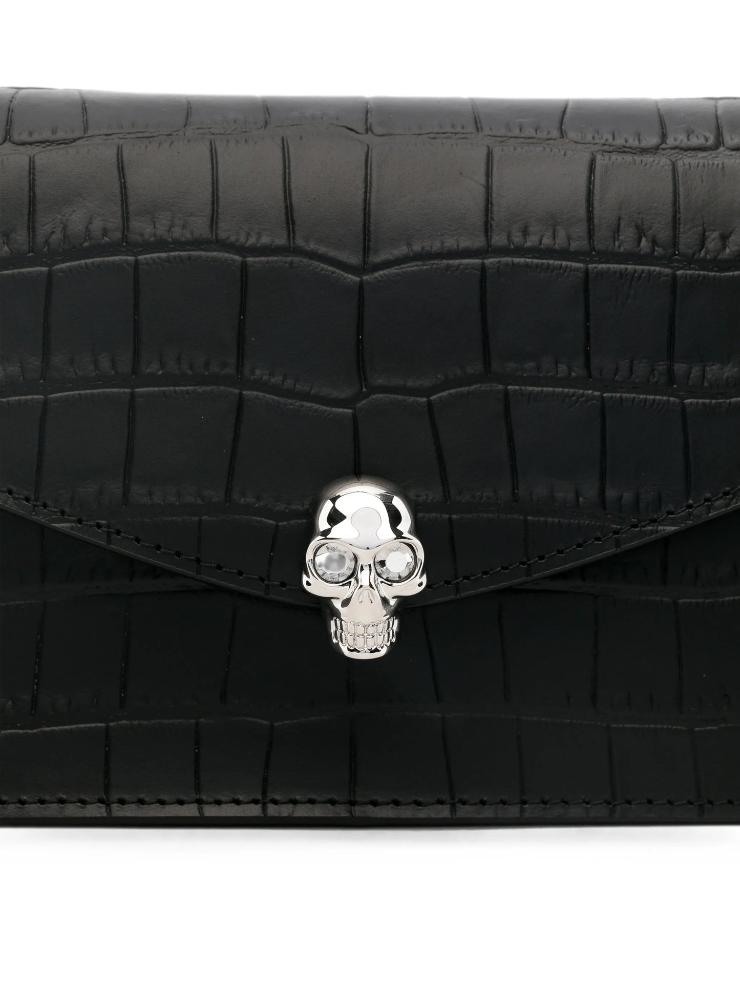 Skull crocodile-effect shoulder bag