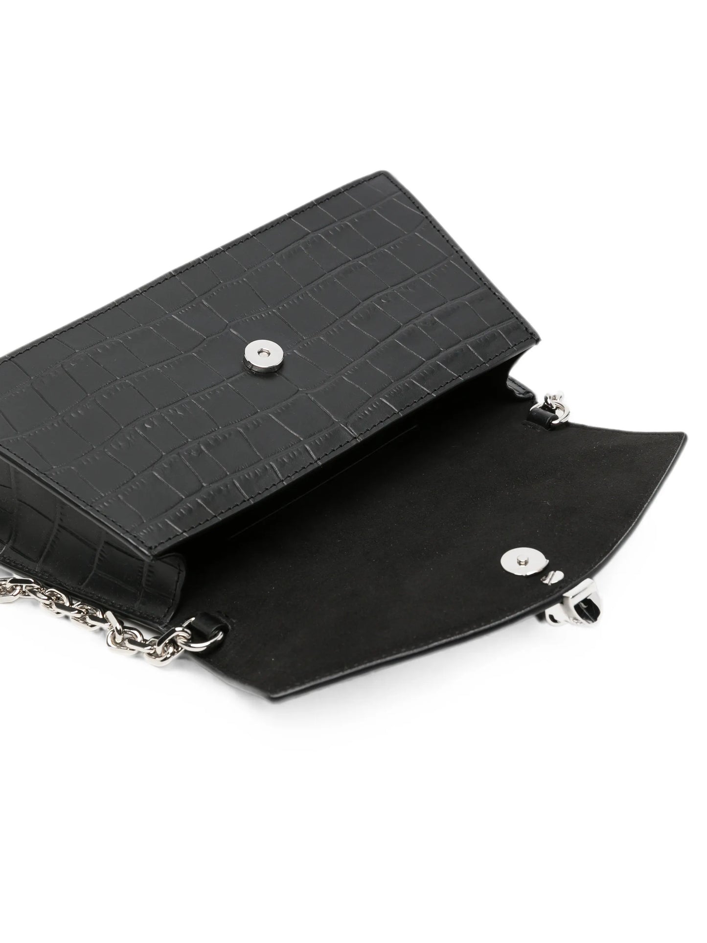 Skull crocodile-effect shoulder bag