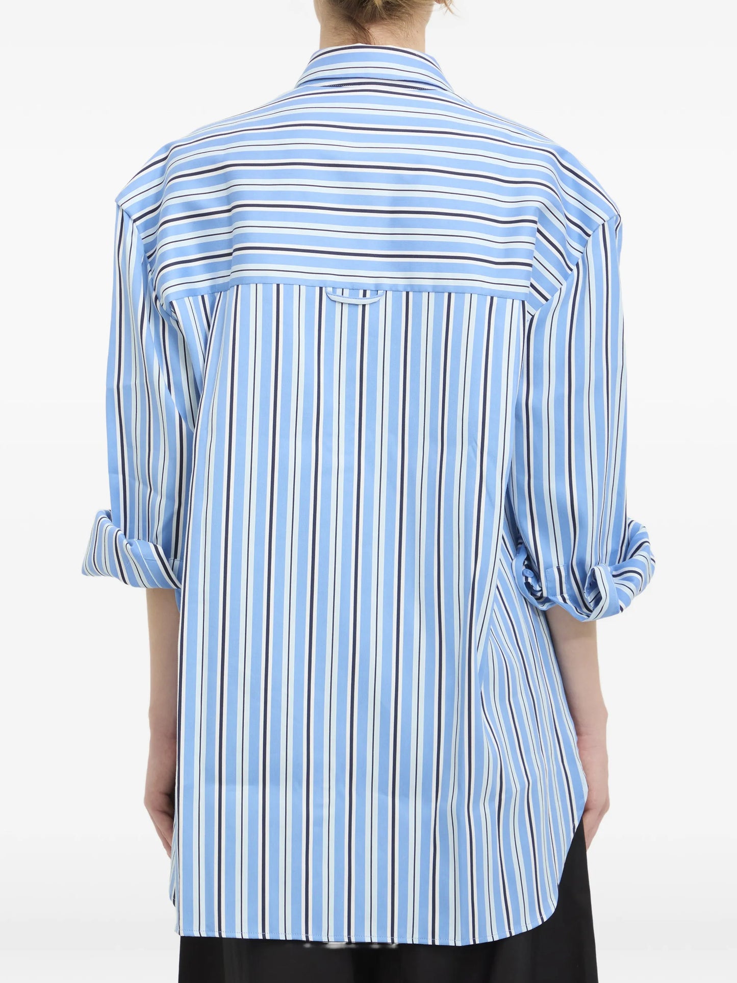 padded-shoulder striped shirt