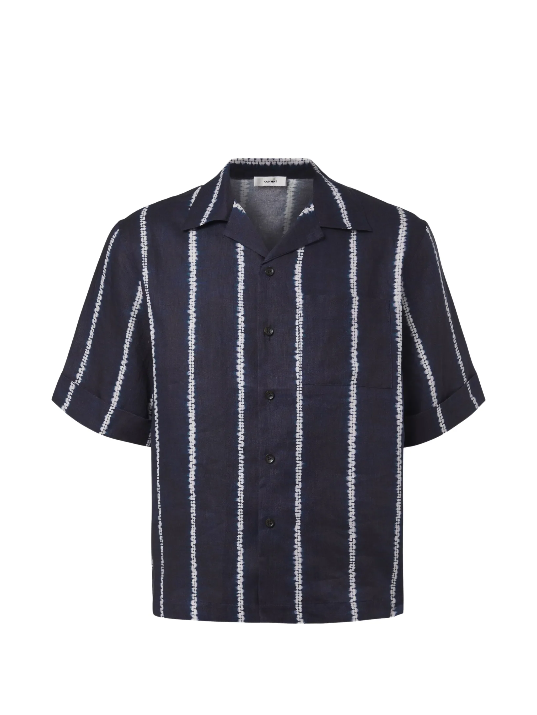 Shibori-stripe linen shirt