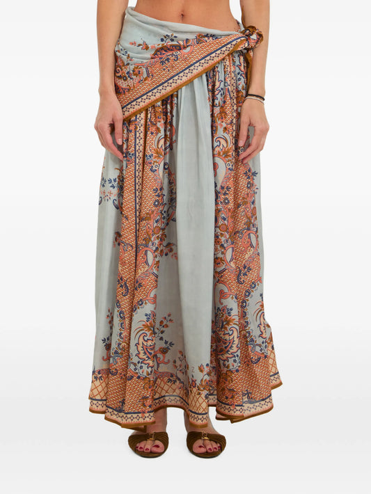 Aster scarf-detail midi skirt