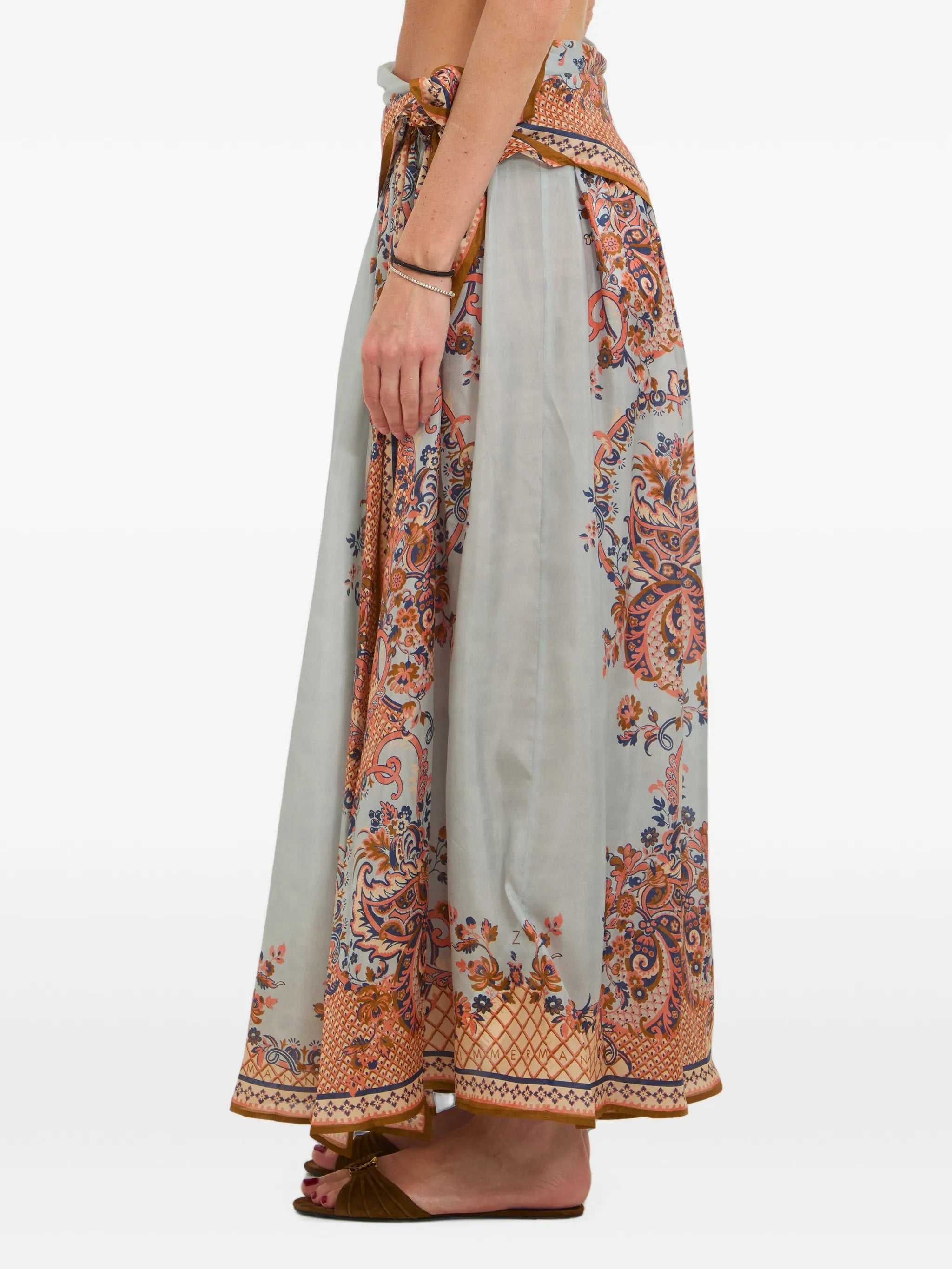 Aster scarf-detail midi skirt