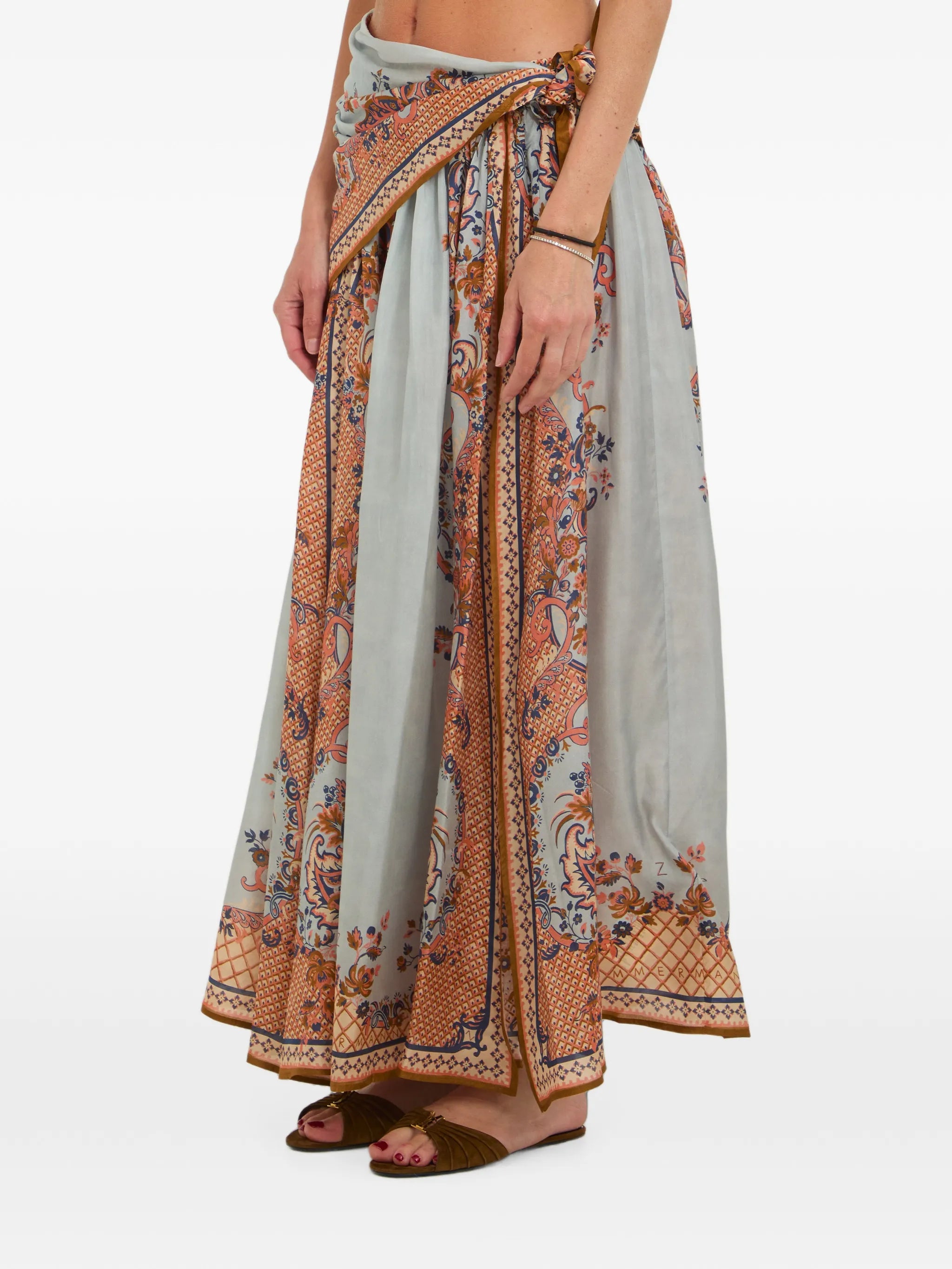 Aster scarf-detail midi skirt