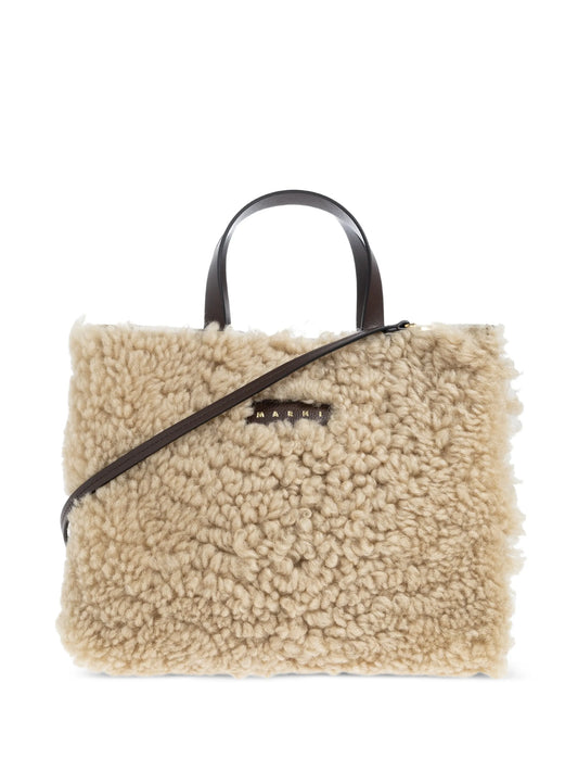 Museo Soft East/West lamb fur tote bag