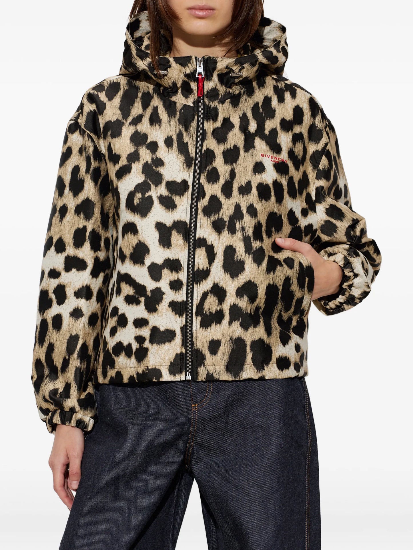 leopard jacquard windbreaker