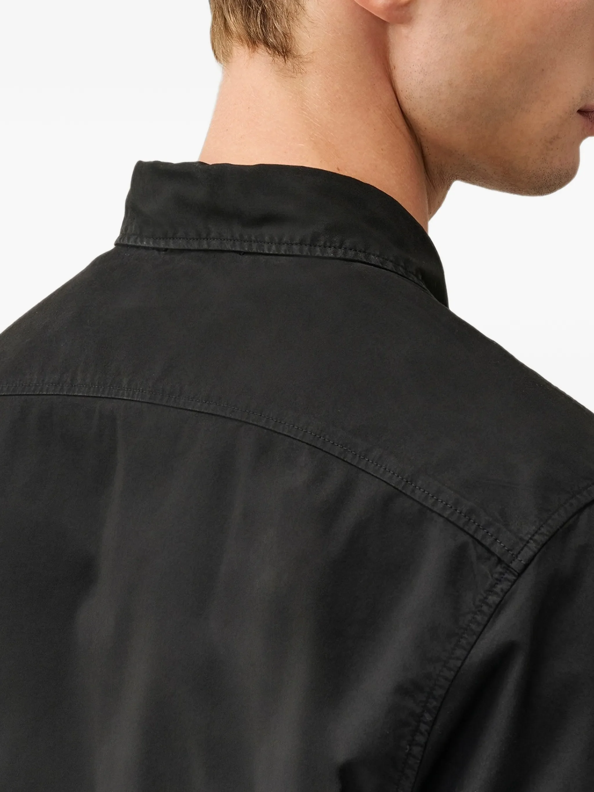 Lens-detail gabardine shirt