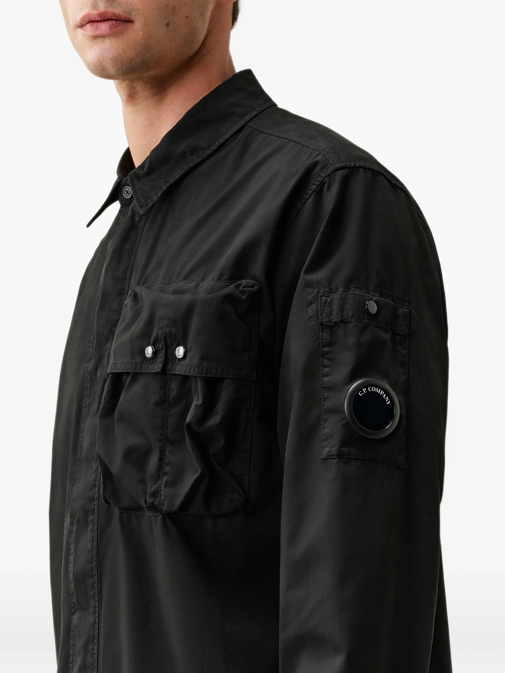 Lens-detail gabardine shirt