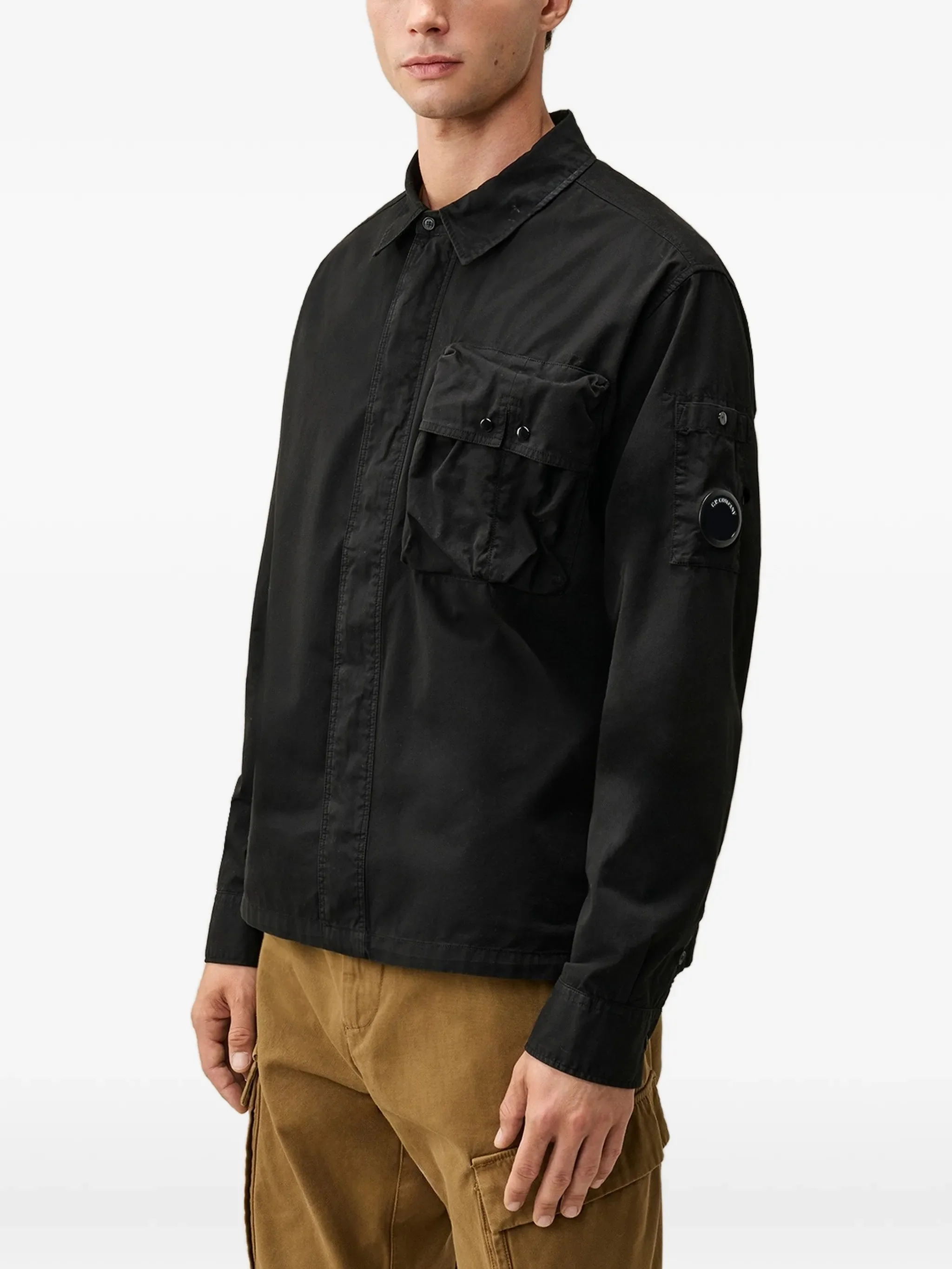 Lens-detail gabardine shirt