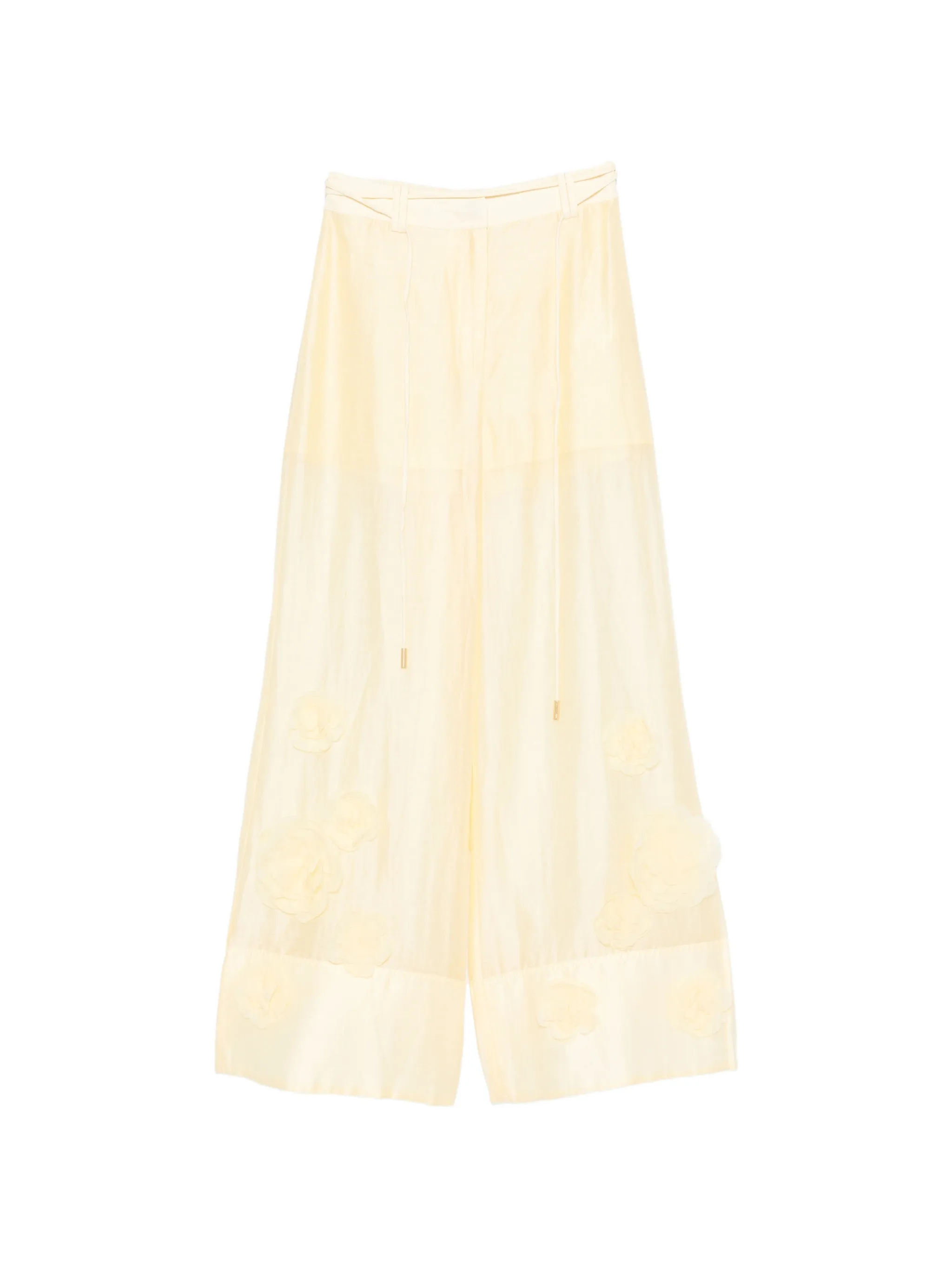 Cloudscape floral-appliqué palazzo pants