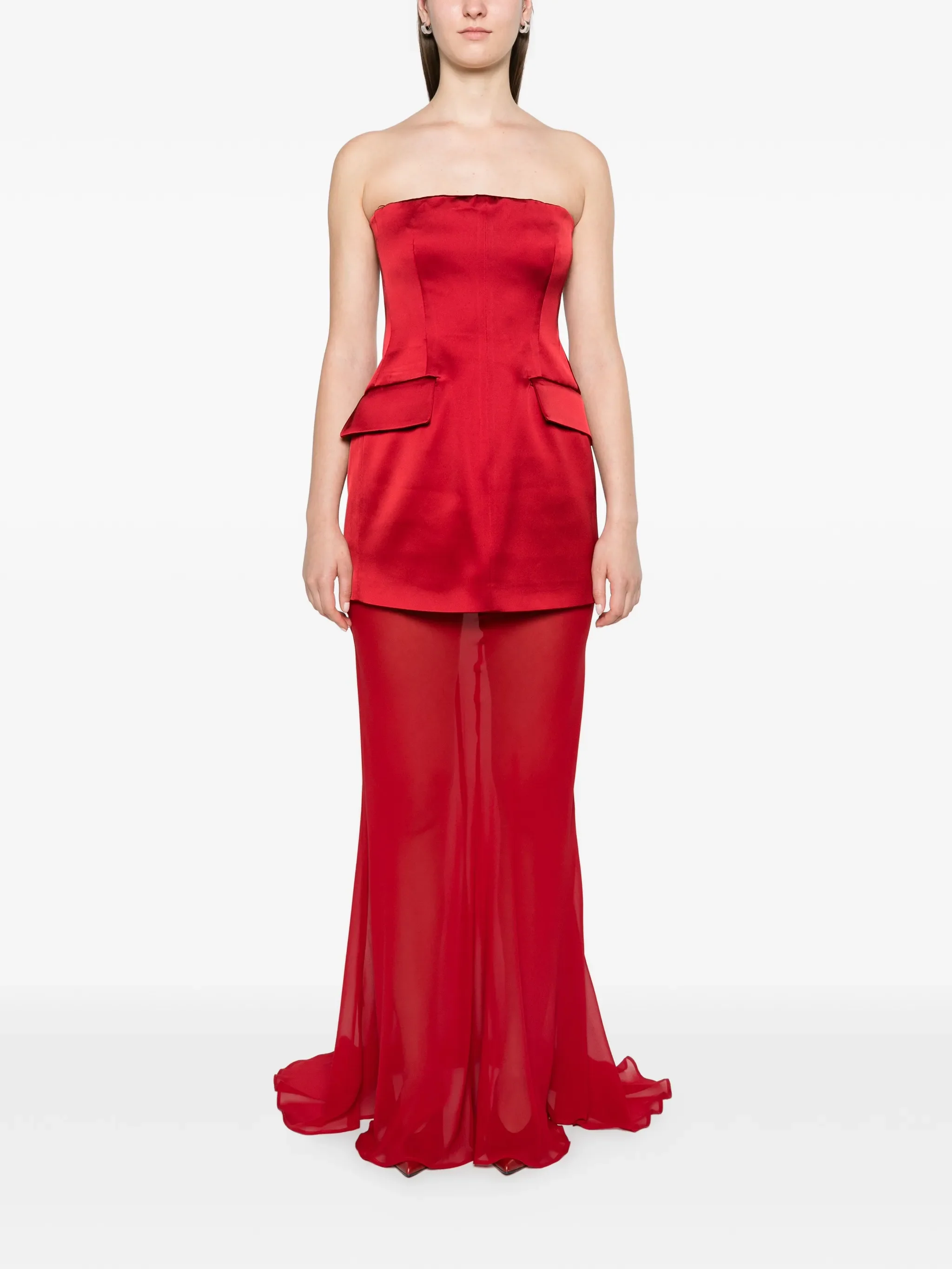 strapless layered maxi dress