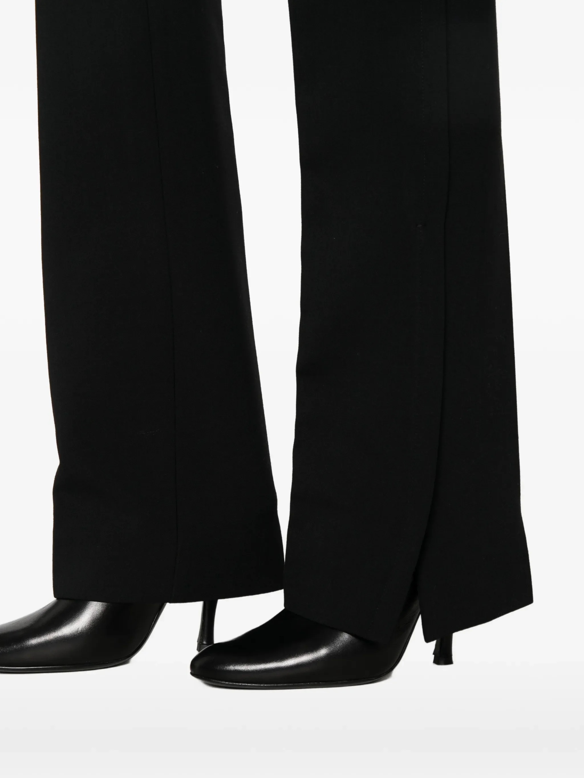 high-waisted slit-hem trousers