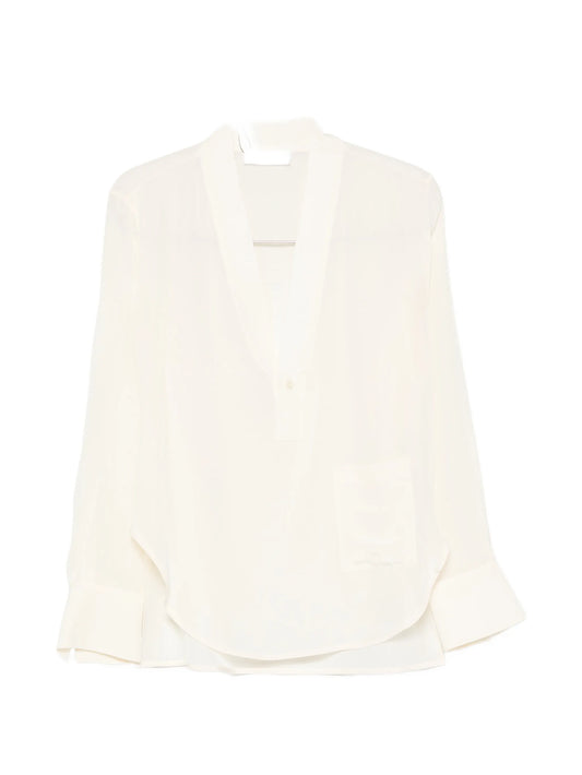 V-neck patch-pocket blouse