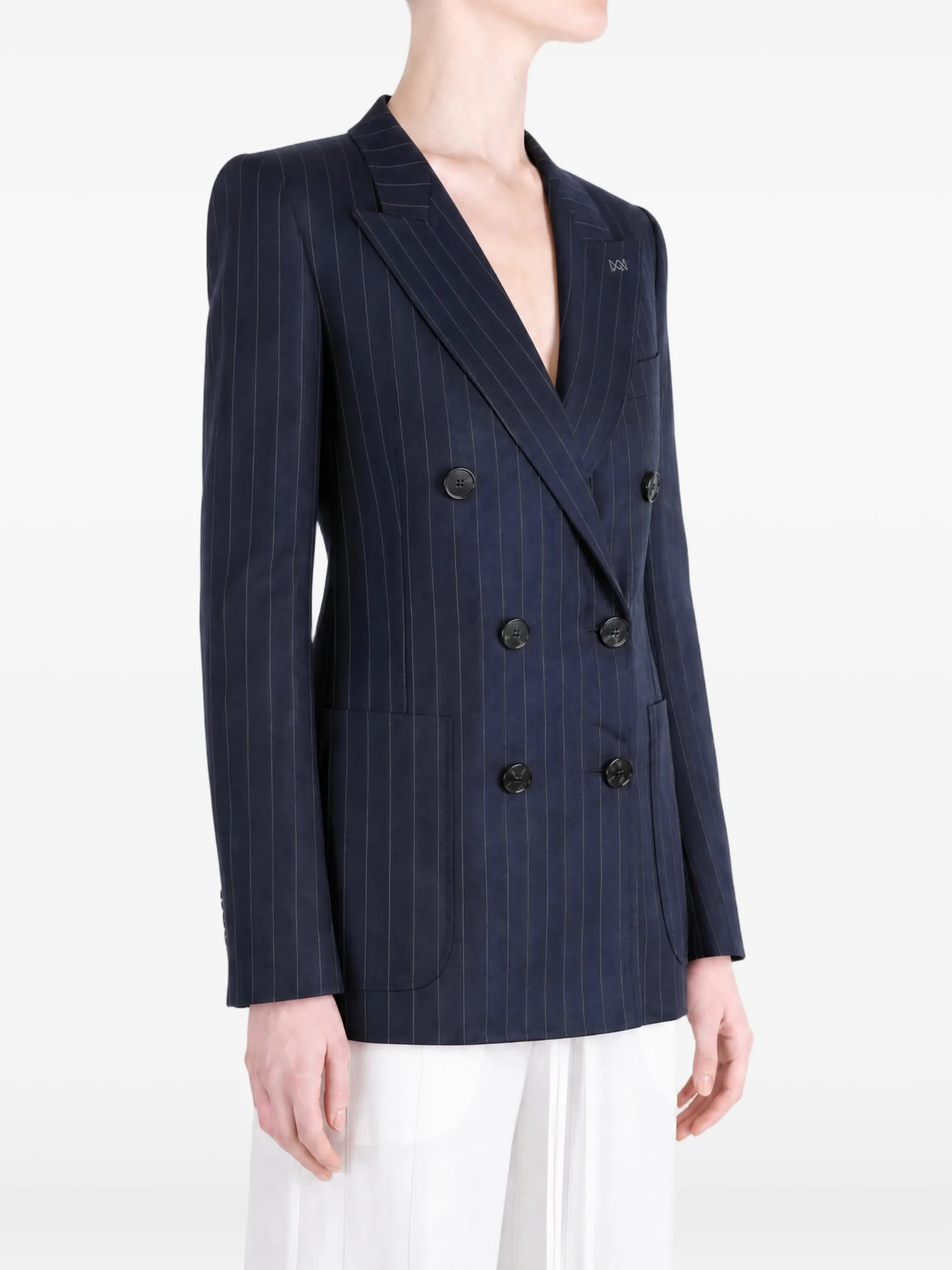 double-breasted striped jacket in wool