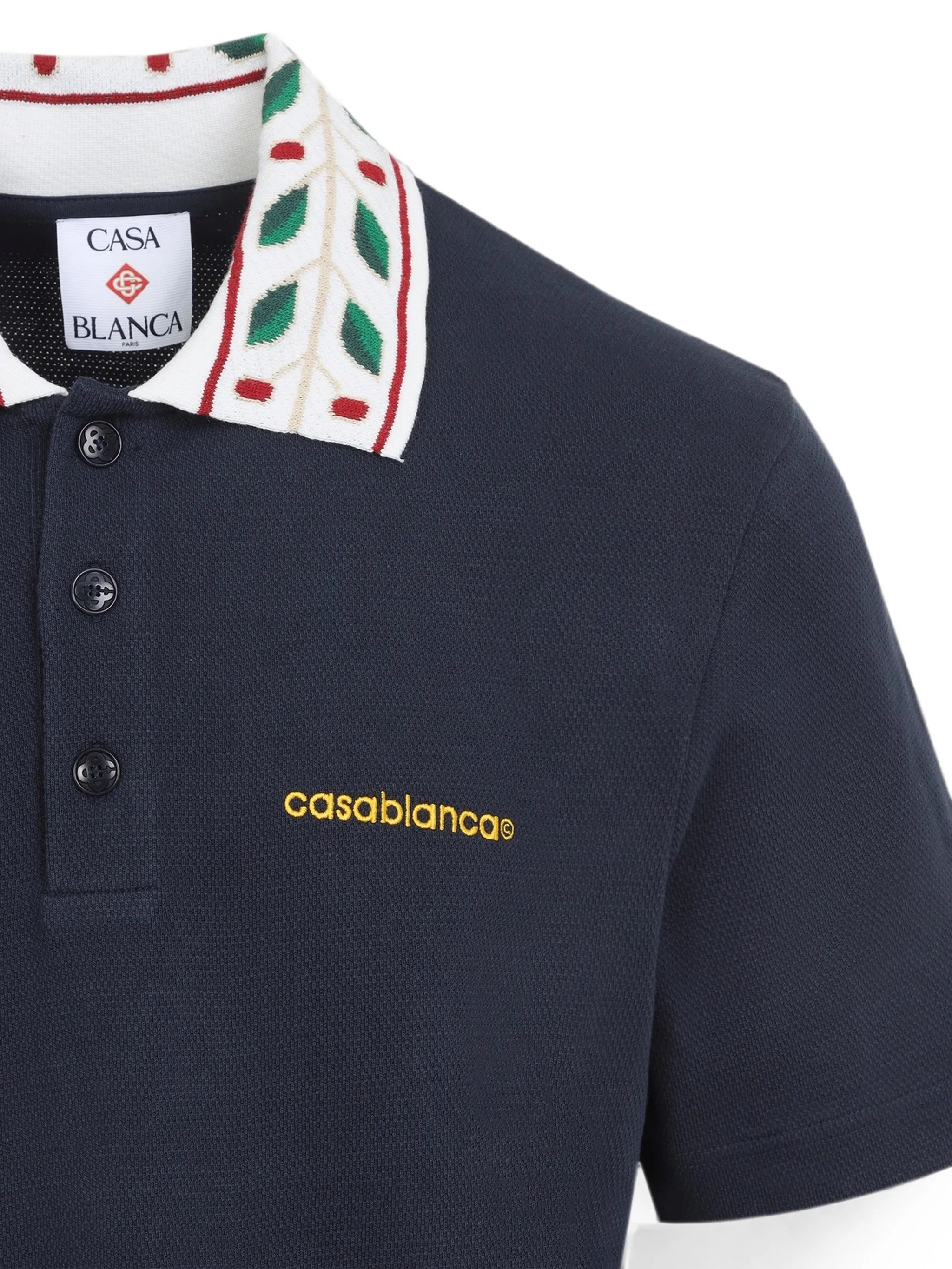 Laurel embroidered-collar piqué polo shirt
