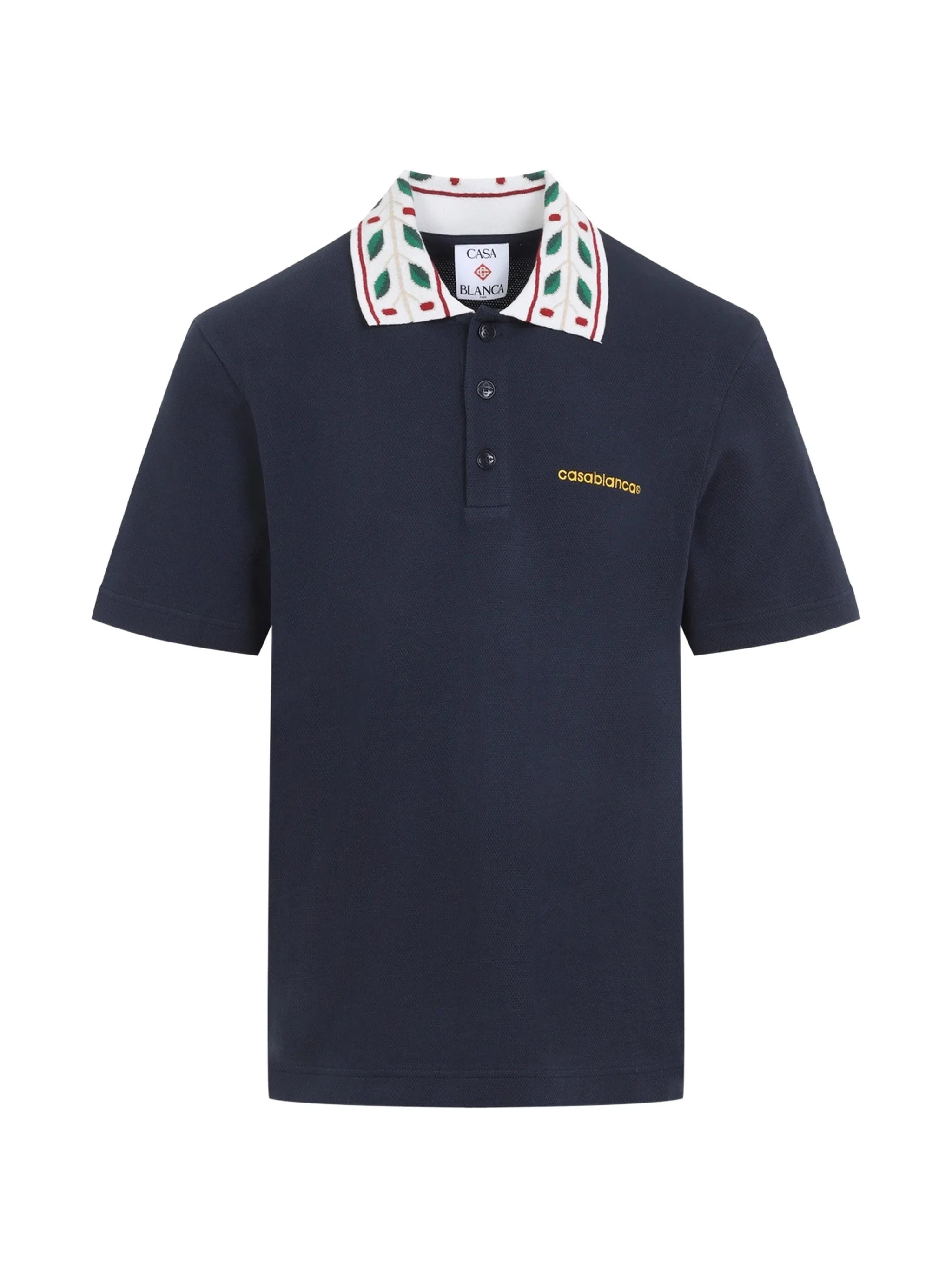 Laurel embroidered-collar piqué polo shirt