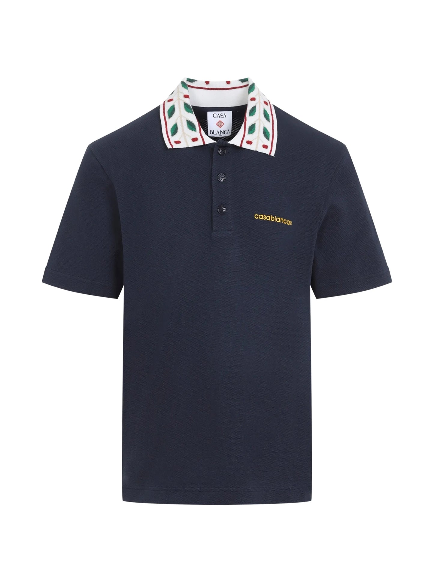 Laurel embroidered-collar piqué polo shirt