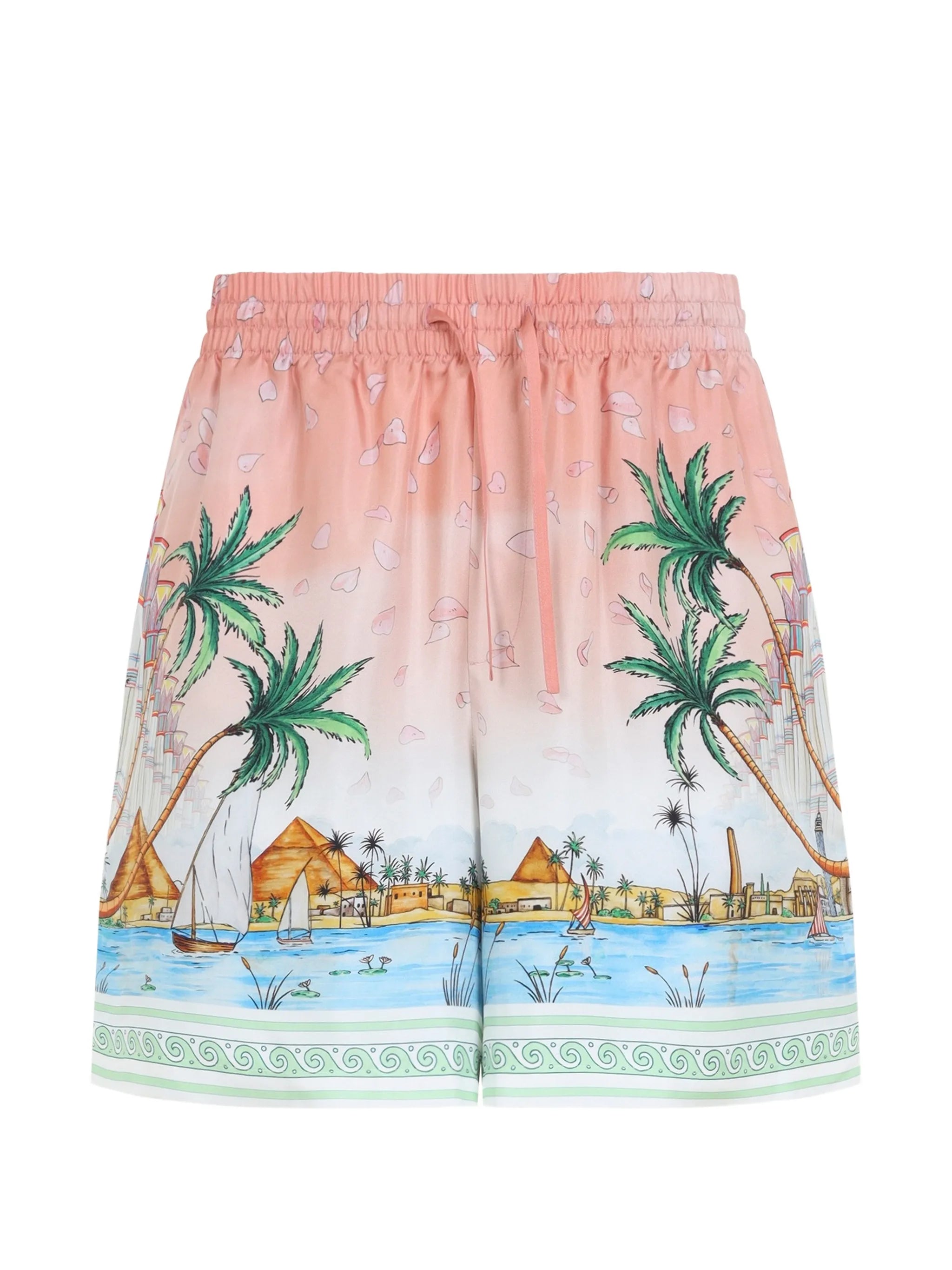 graphic-print silk shorts