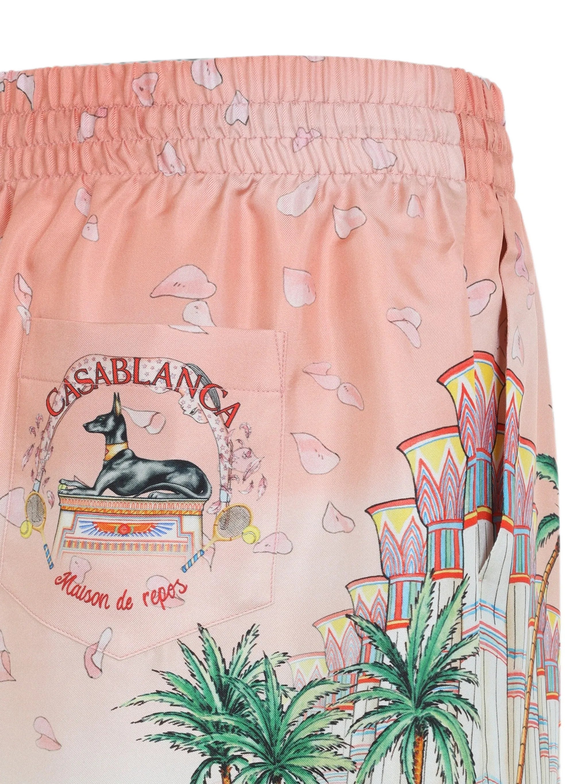 graphic-print silk shorts
