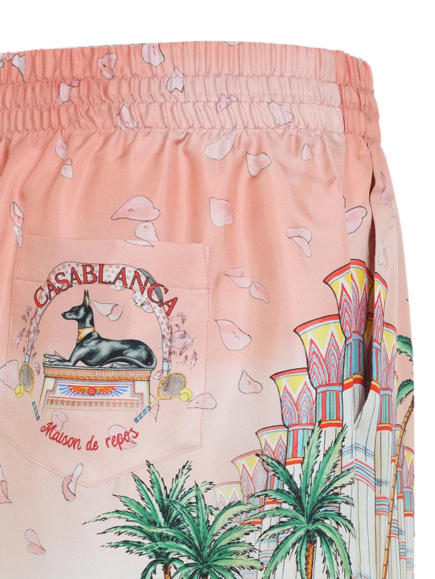 graphic-print silk shorts