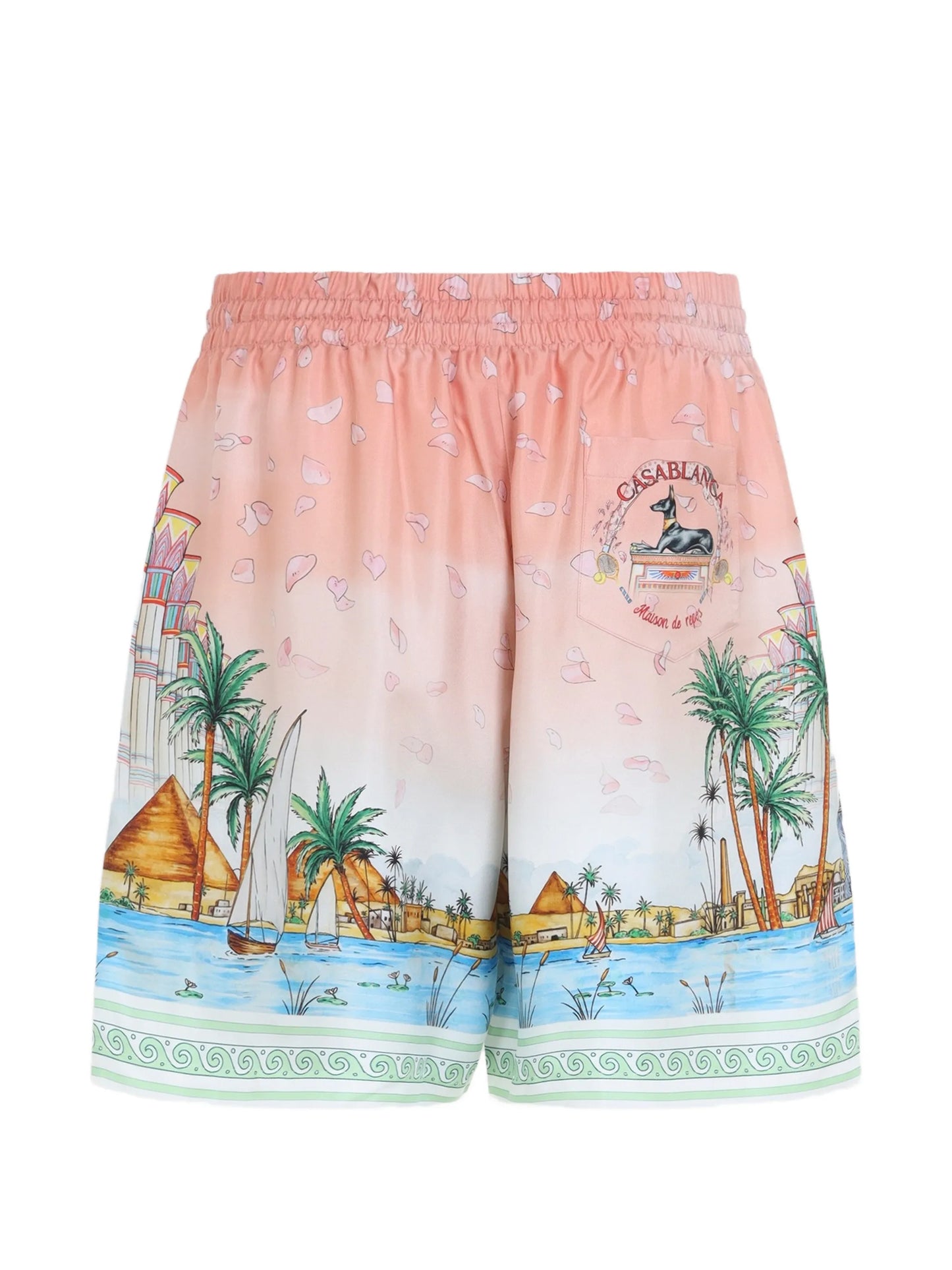 graphic-print silk shorts