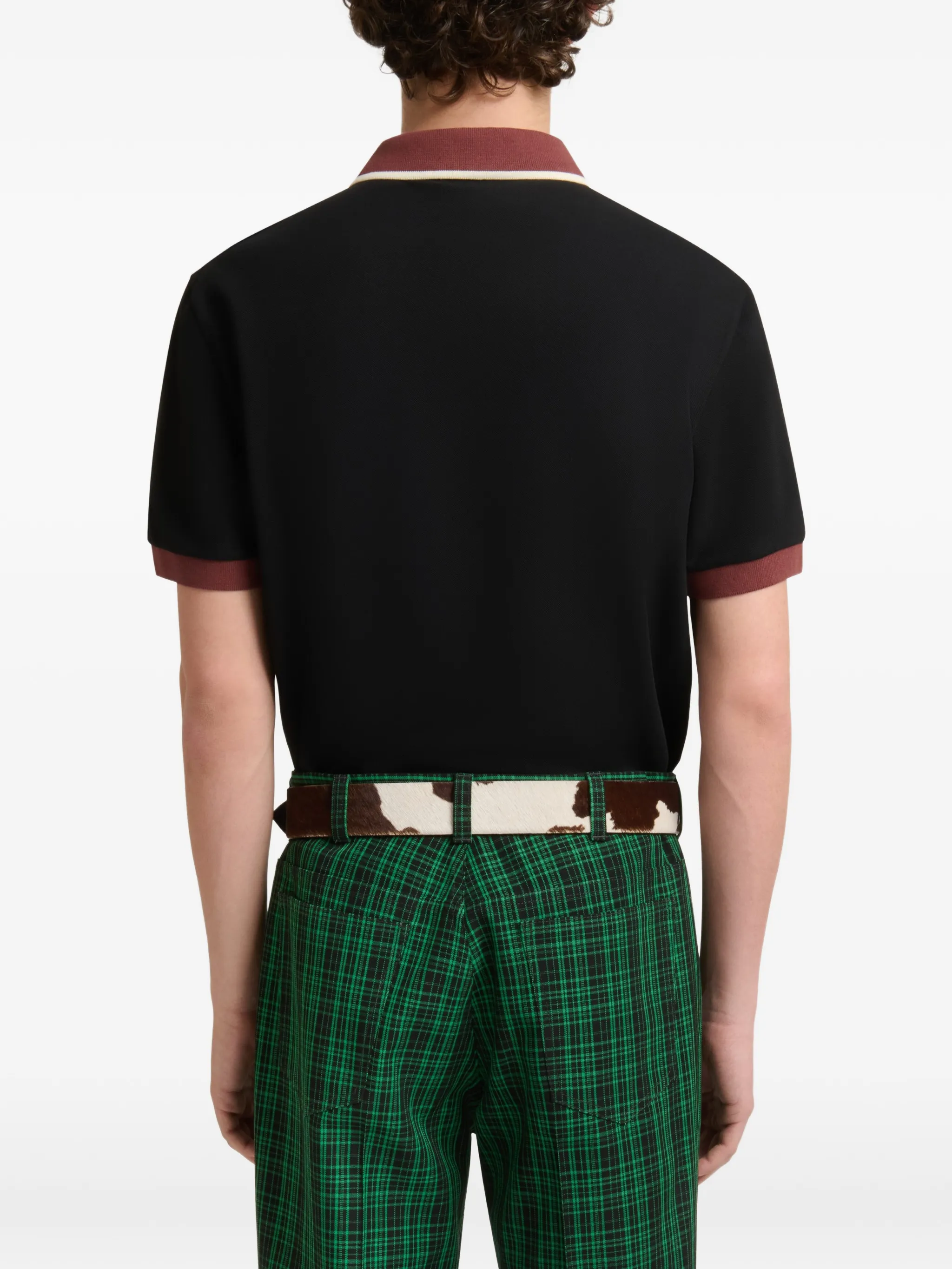 black piqué polo shirt with contrast trims