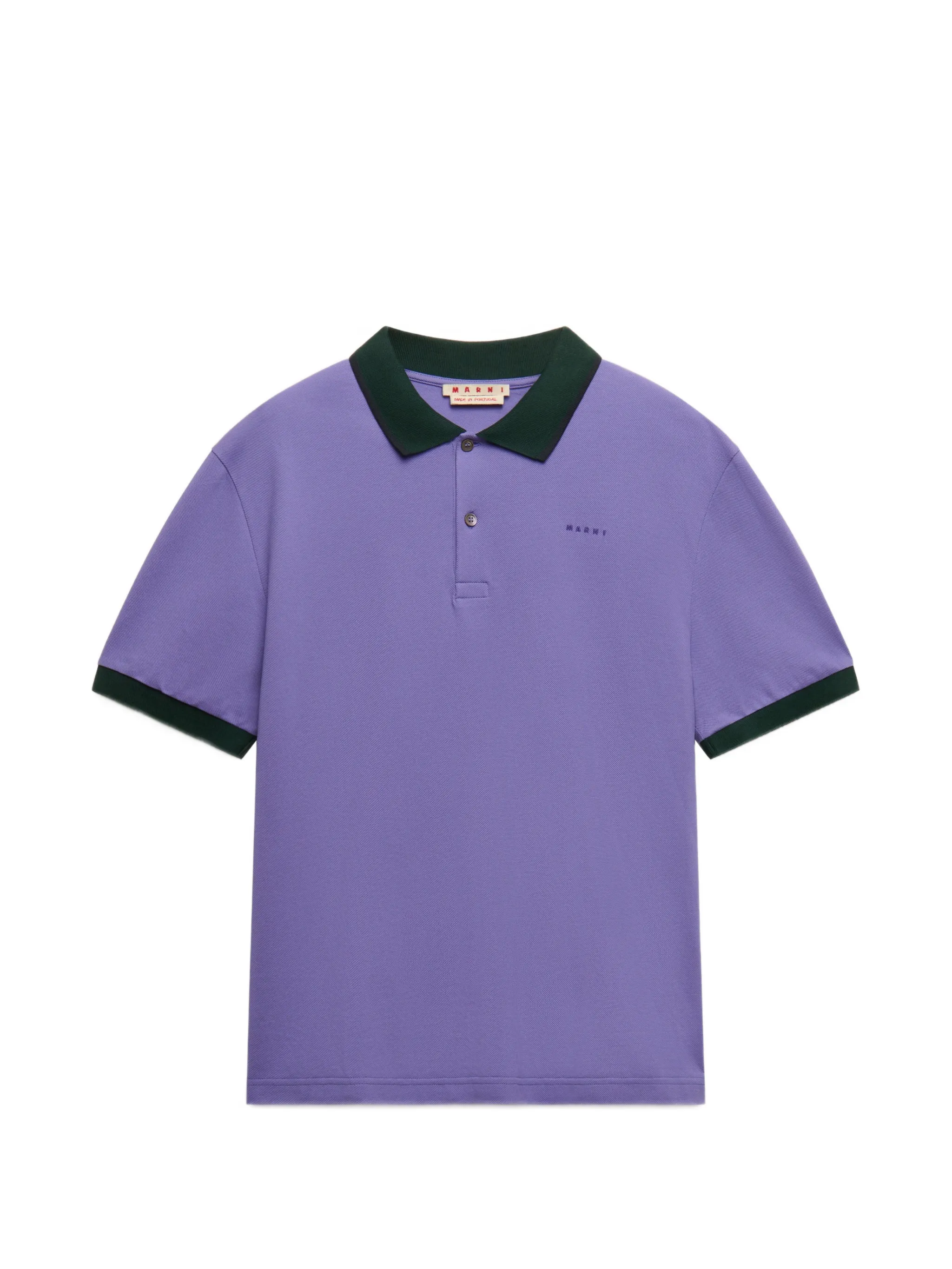 purple piqué polo shirt with contrast trims