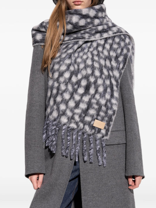 fringed checked scarf