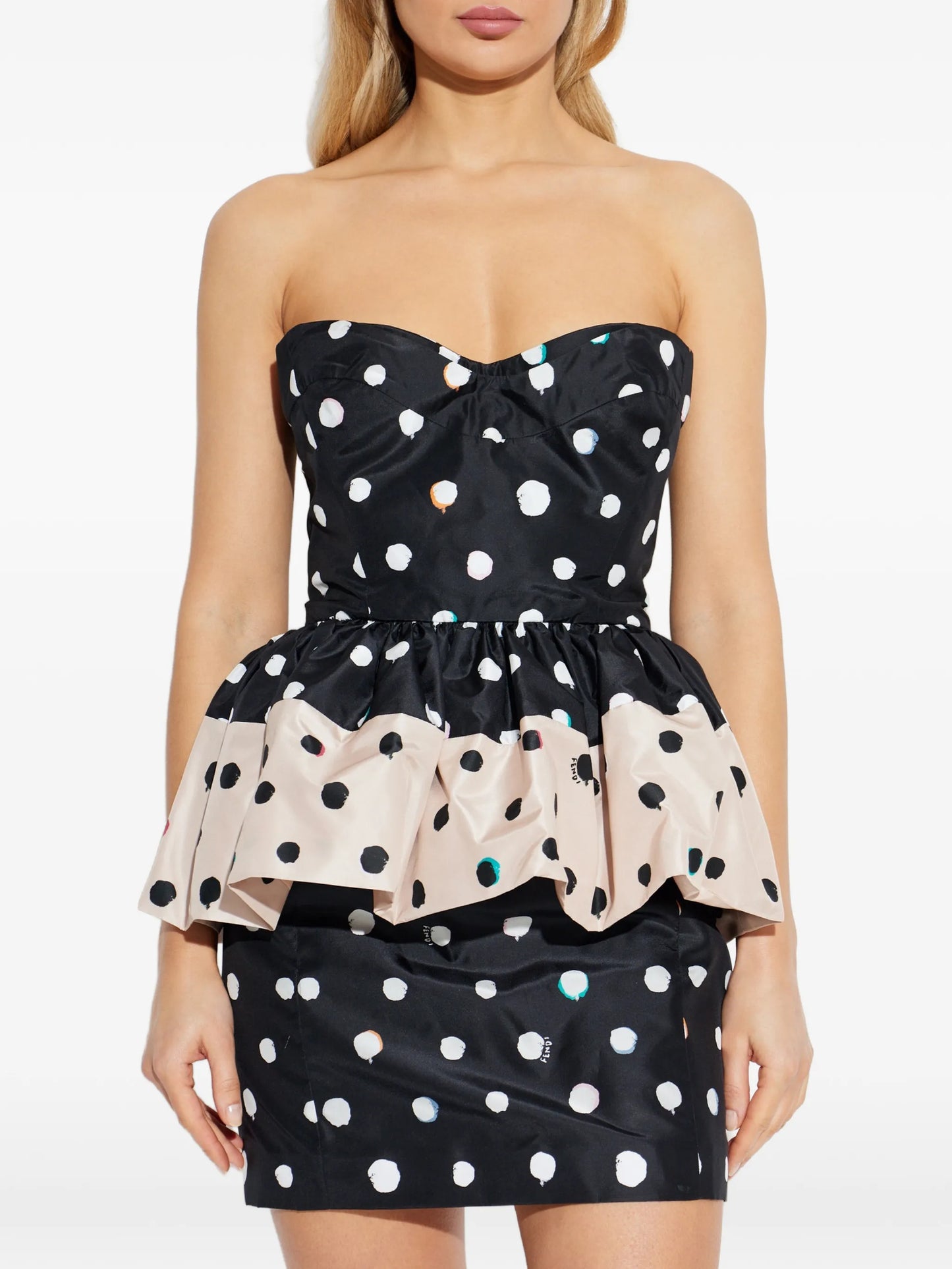 polka-dot mini dress