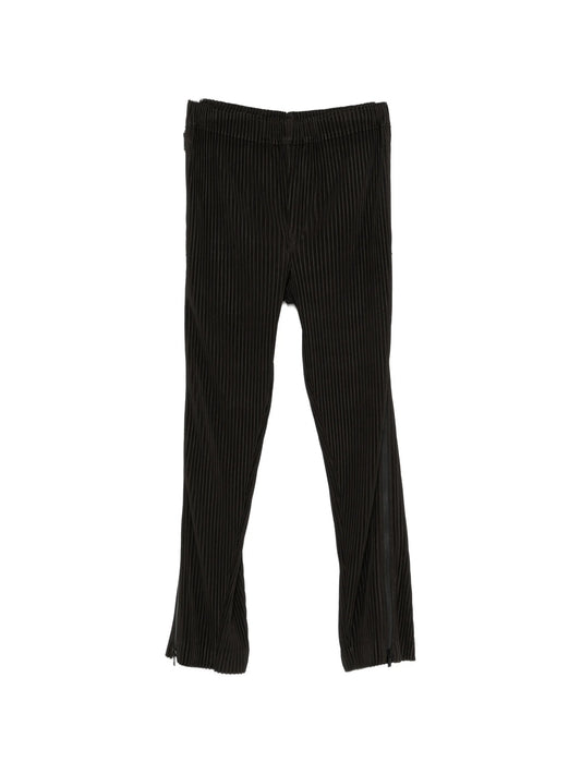 pleated-design zip-detailing trousers