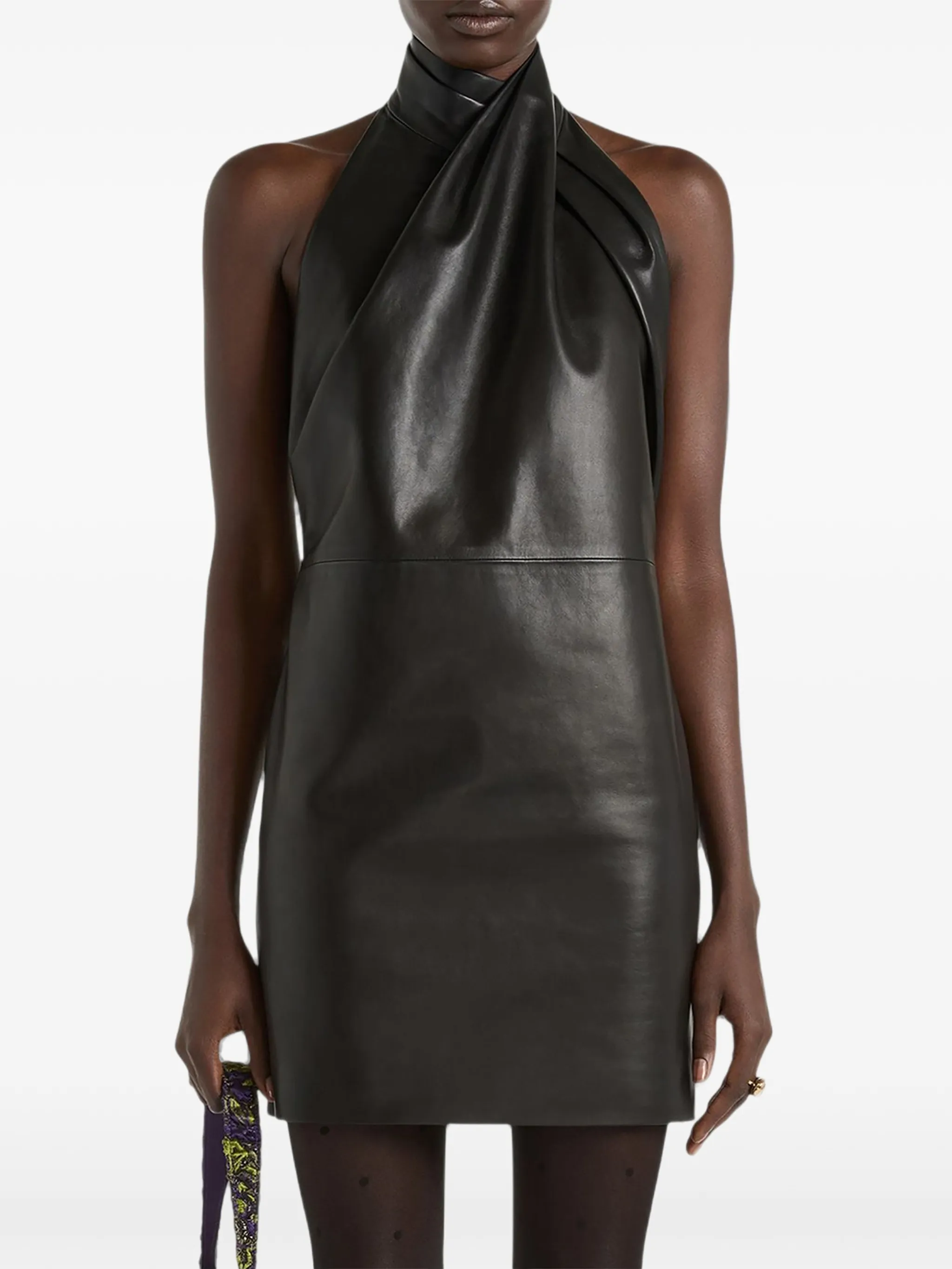 lambskin open-back dress